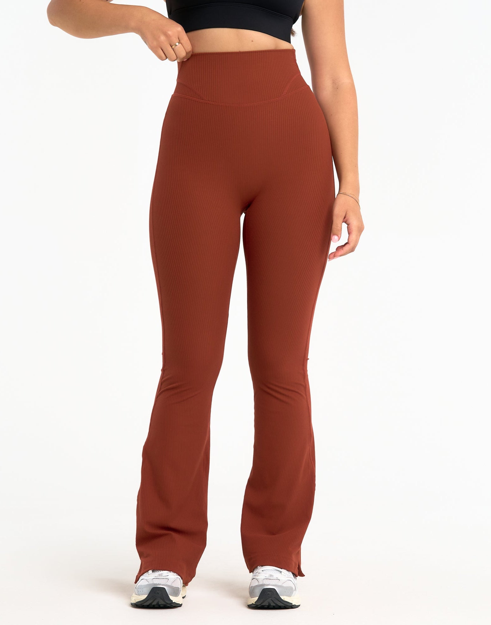 Flare Ribbed Leggings V2 - Brown