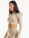 League Cropped Zip-Up - Taupe Grey