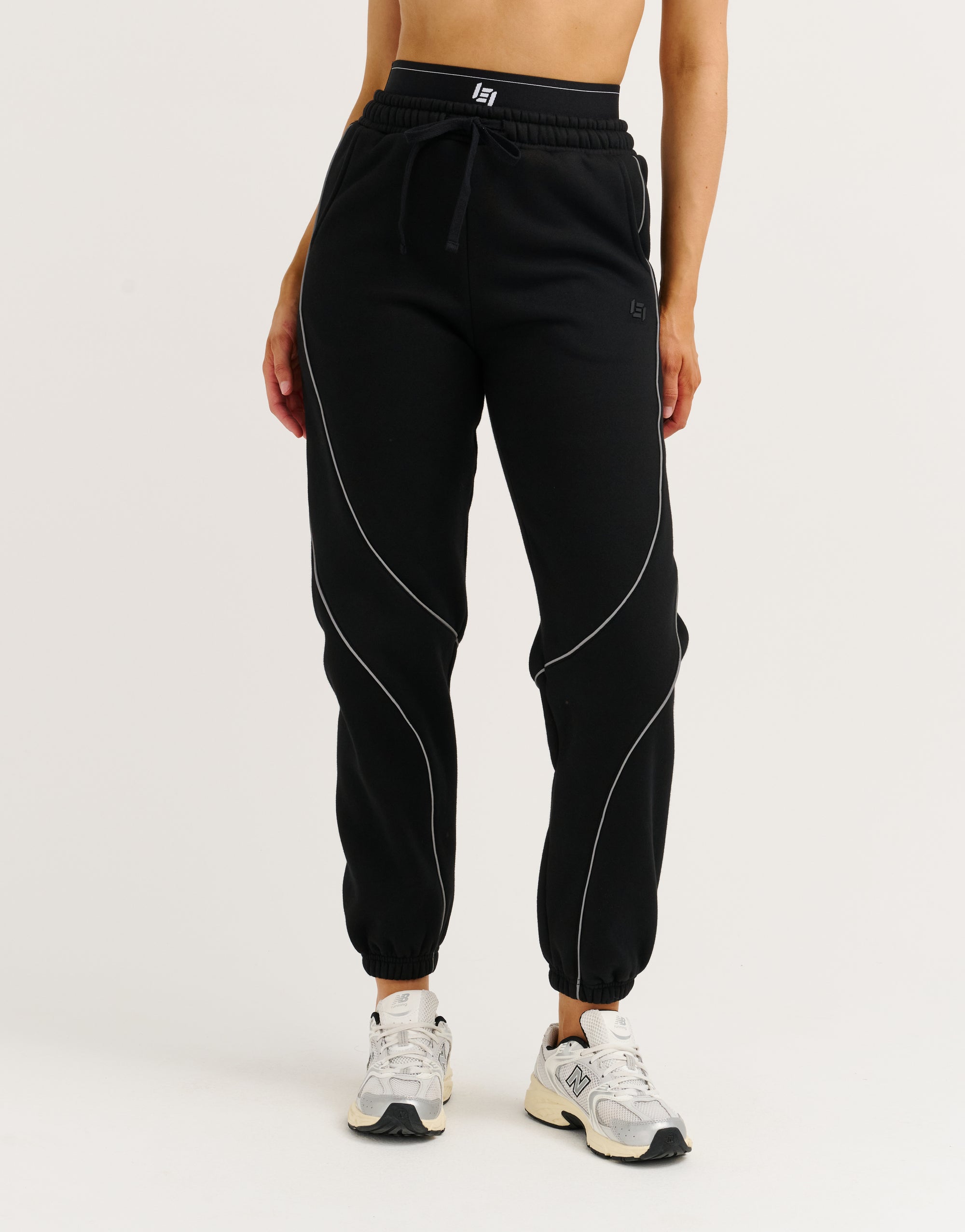 Elemental Layered Jogger Sweatpants - Black/White