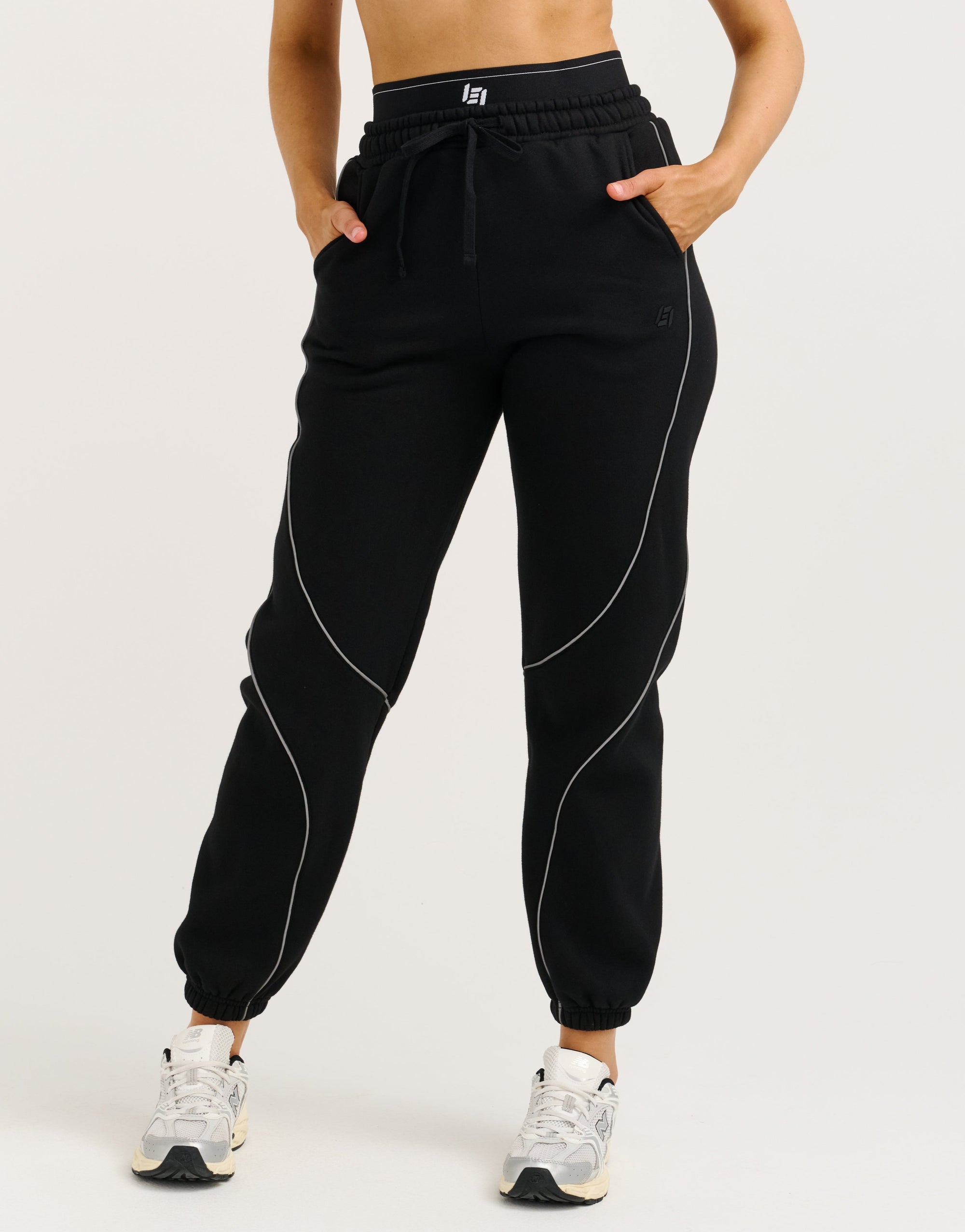 Elemental Layered Jogger Sweatpants - Black/White