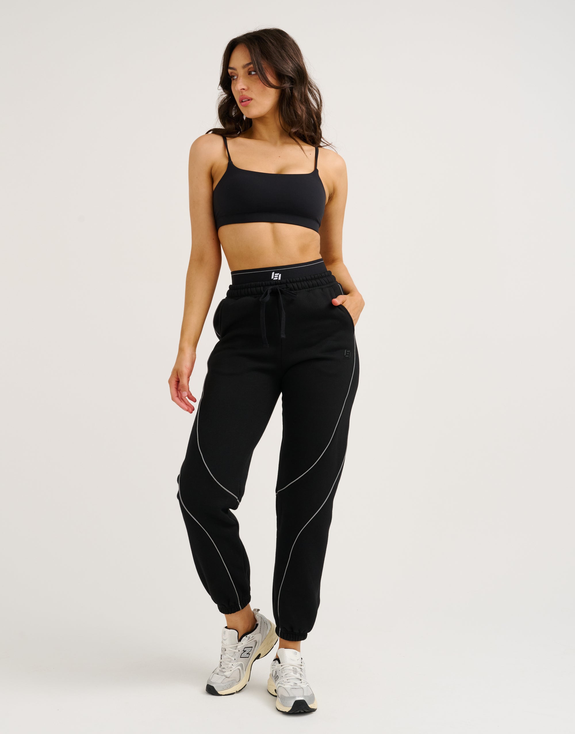 Elemental Layered Jogger Sweatpants - Black/White