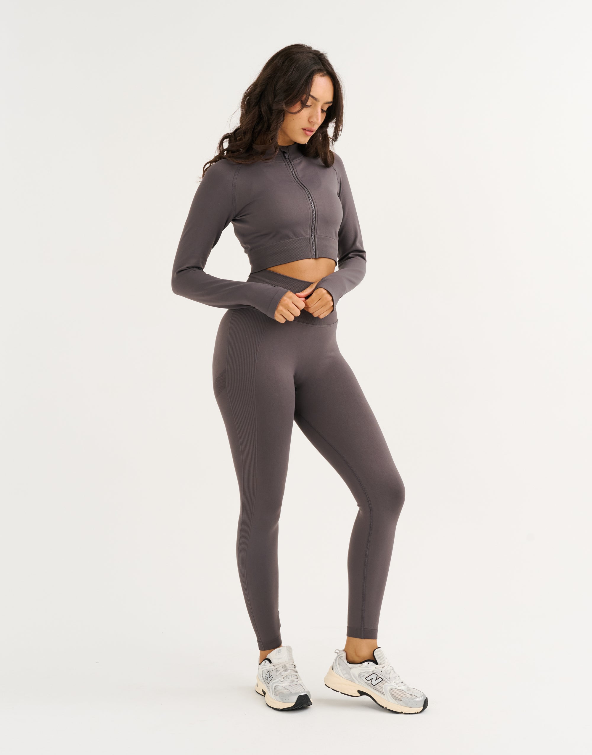 Arise Essential Zip-Up Long Sleeve - Slate Grey