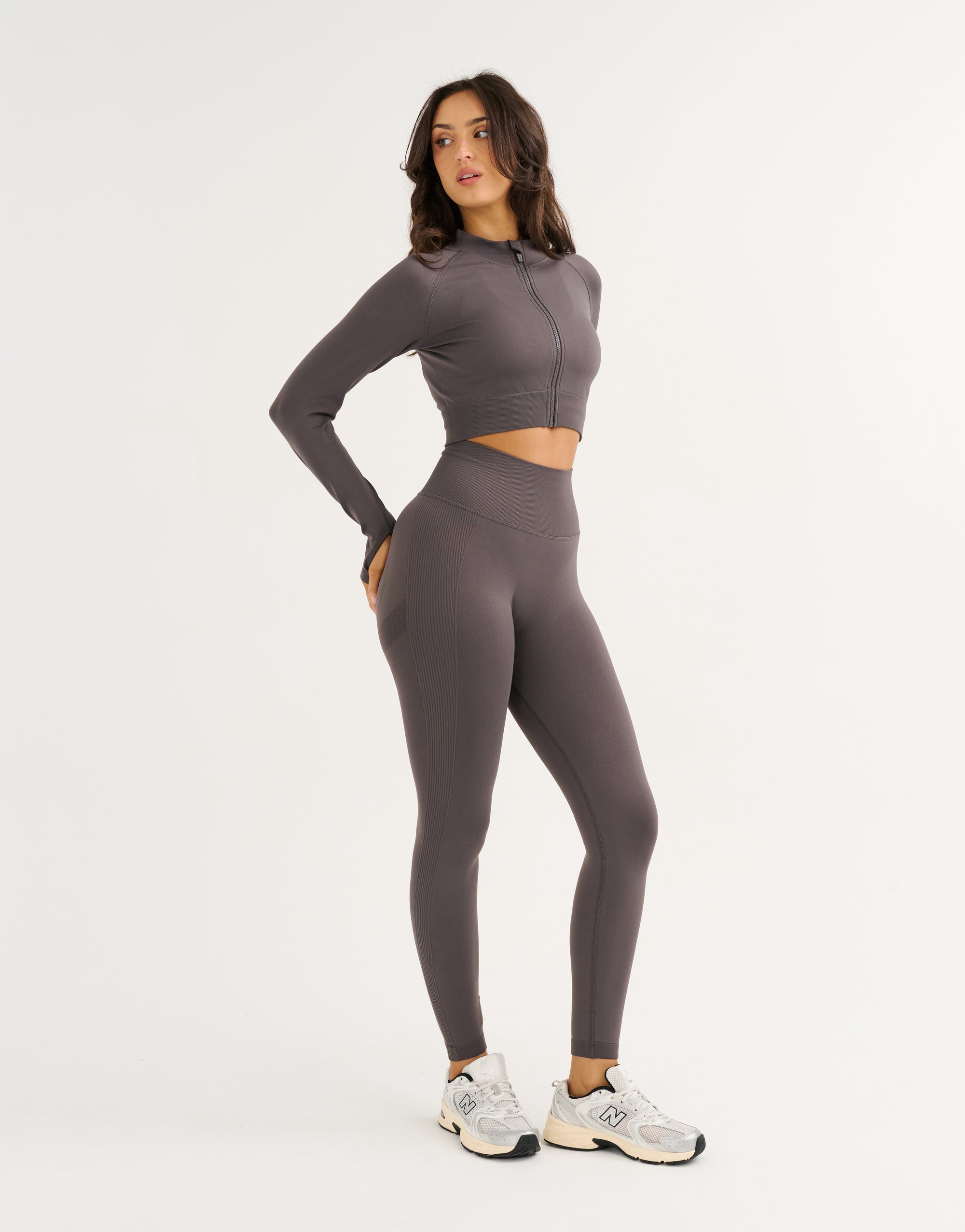 Arise Essential Zip-Up Long Sleeve - Slate Grey