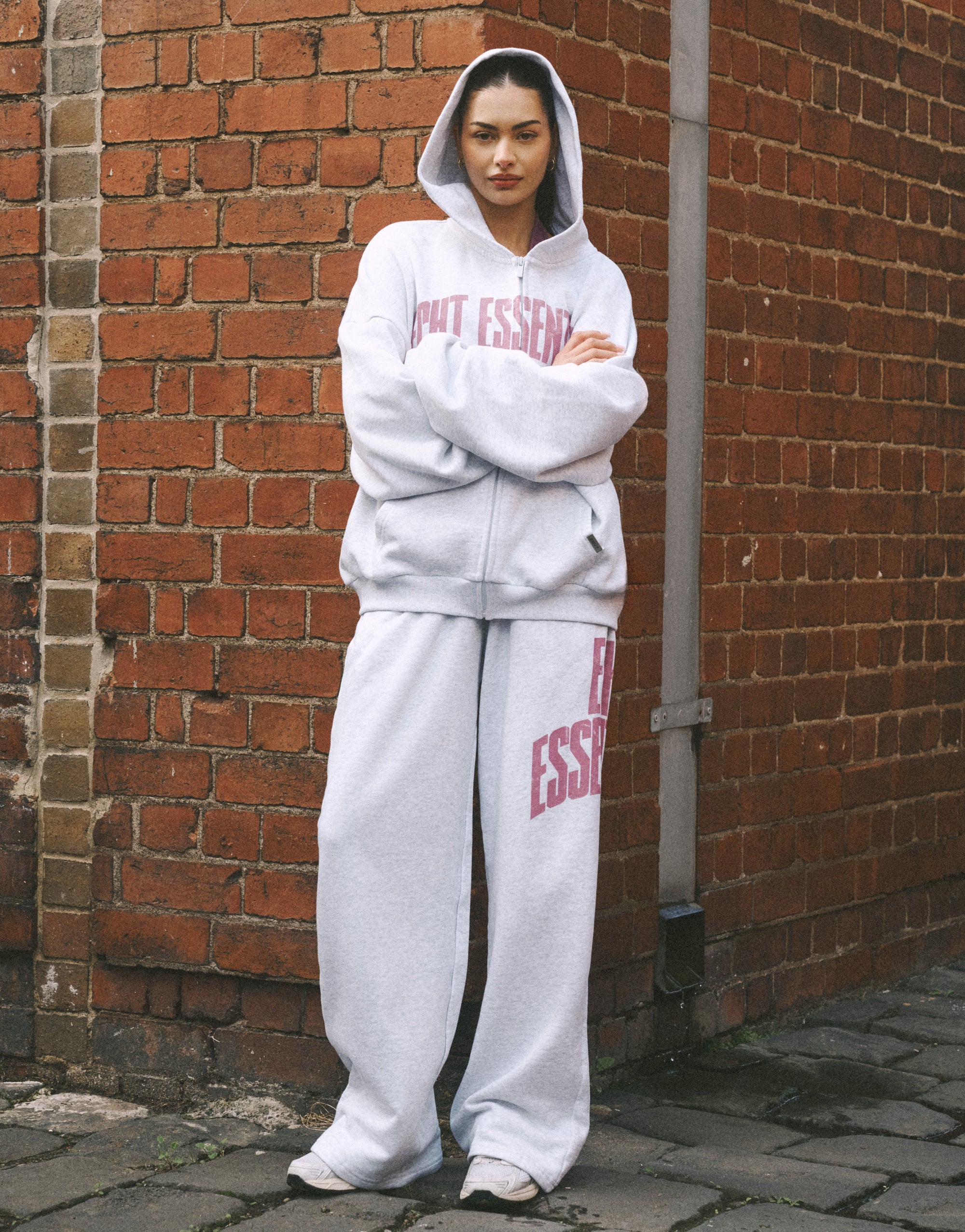 College Combed Fleece Wide Leg Sweatpant - Grey Marle