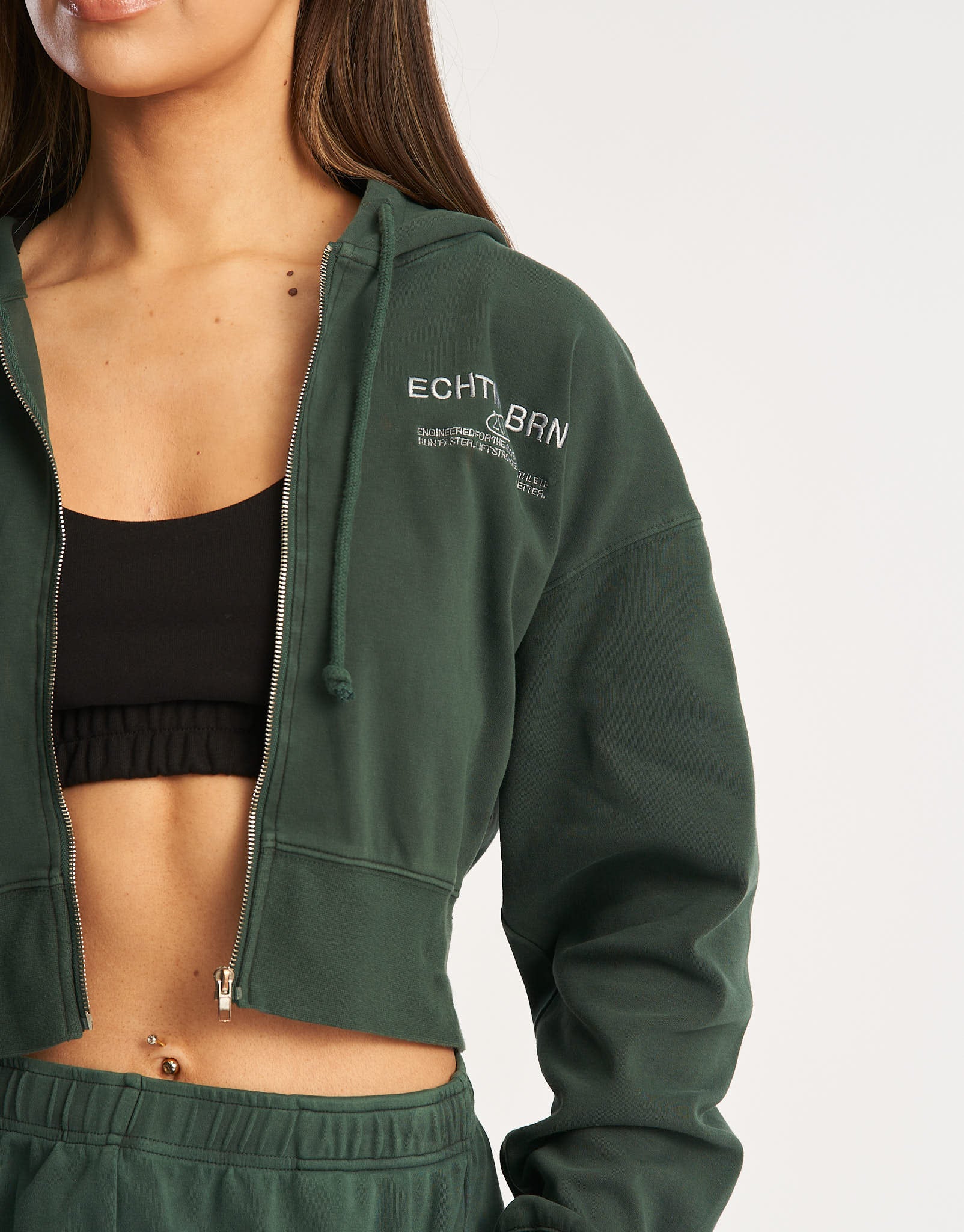 MLBRN Cropped Zip-Up Hoodie - Green