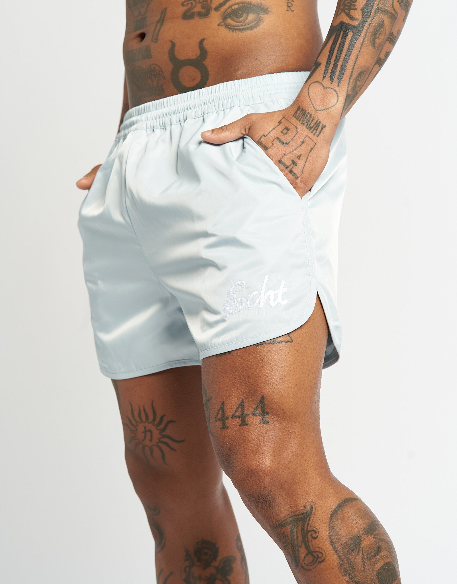 Script Shorts - Light Blue