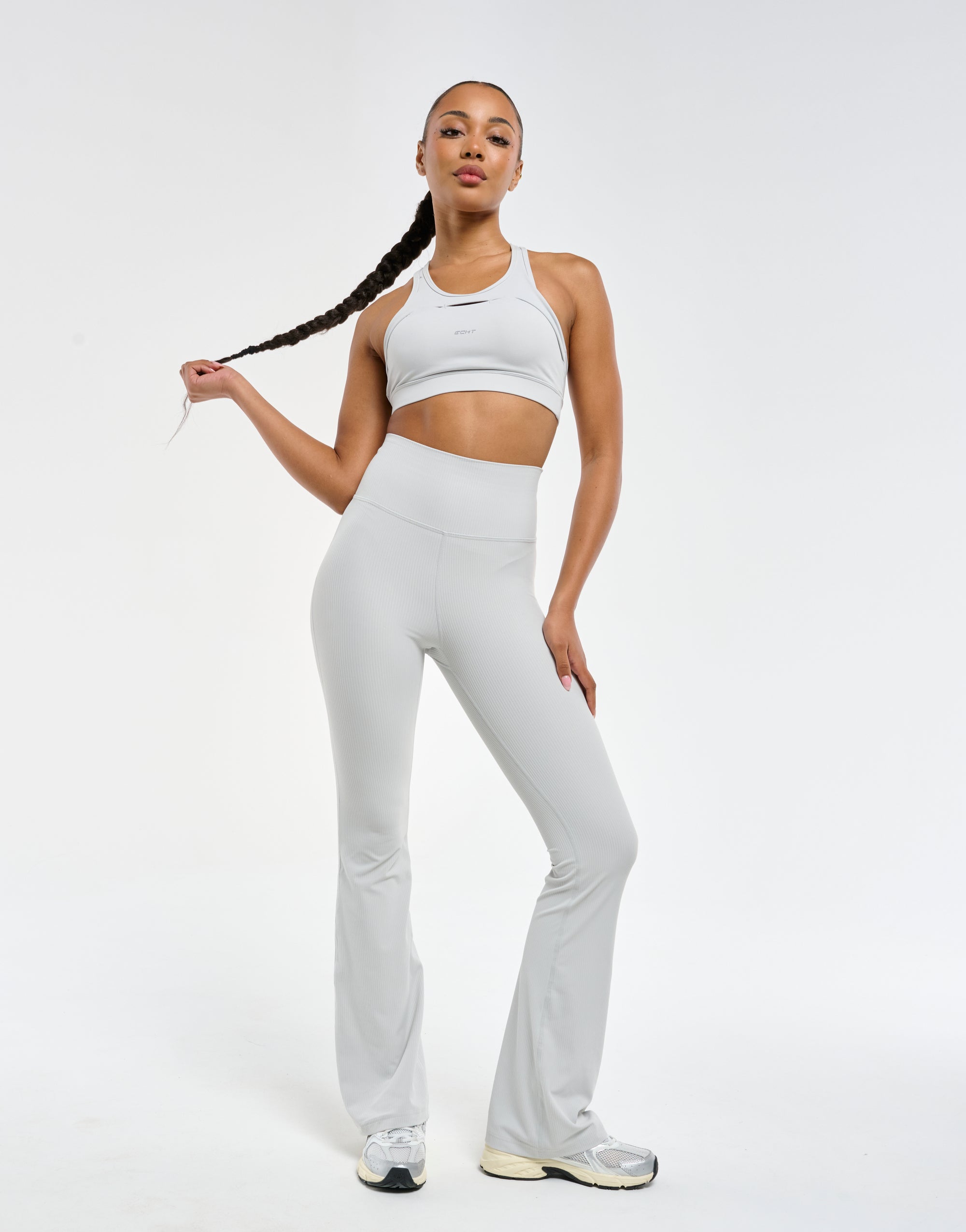 Flare Ribbed Leggings - Micro Grey