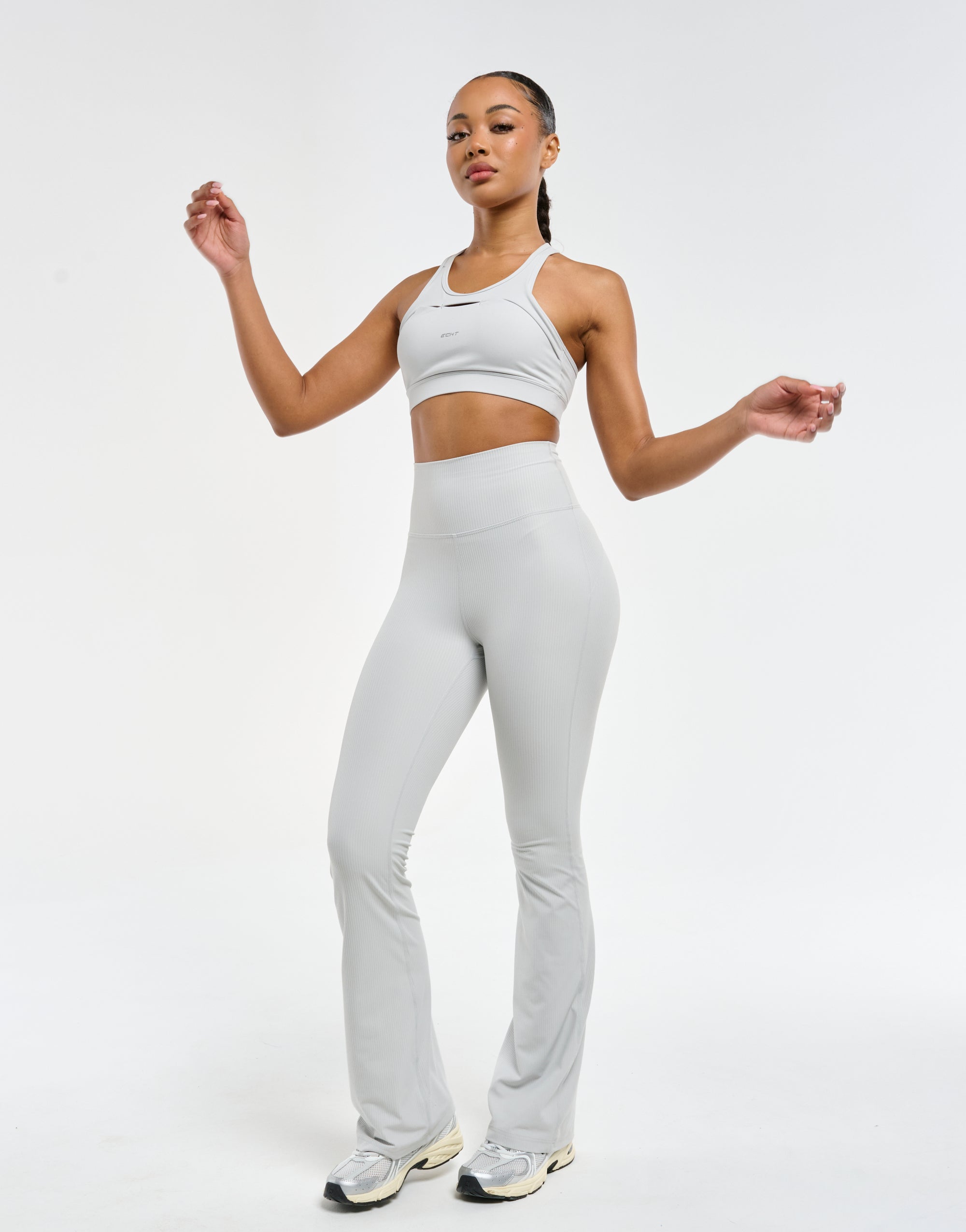 Flare Ribbed Leggings - Micro Grey