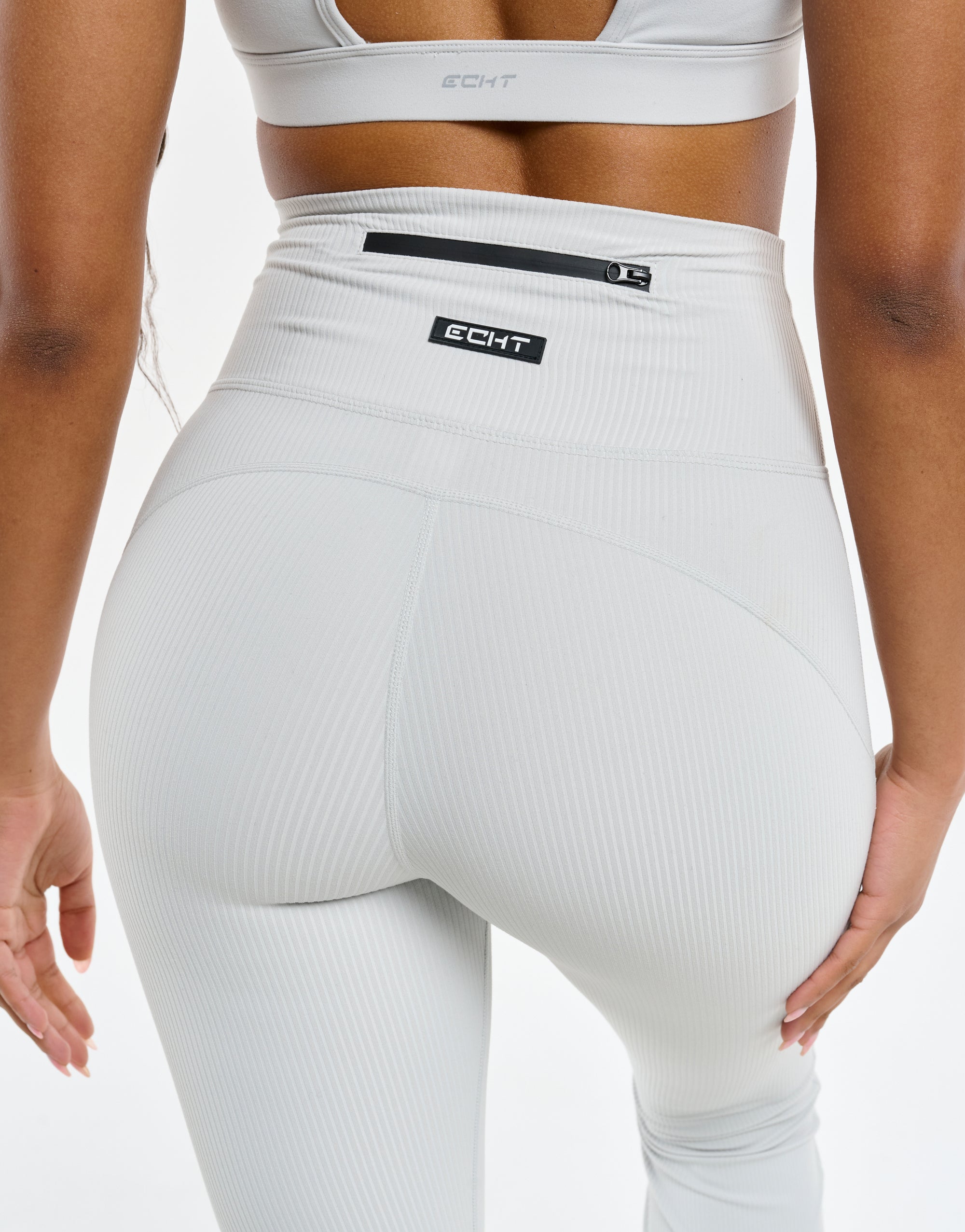 Flare Ribbed Leggings - Micro Grey