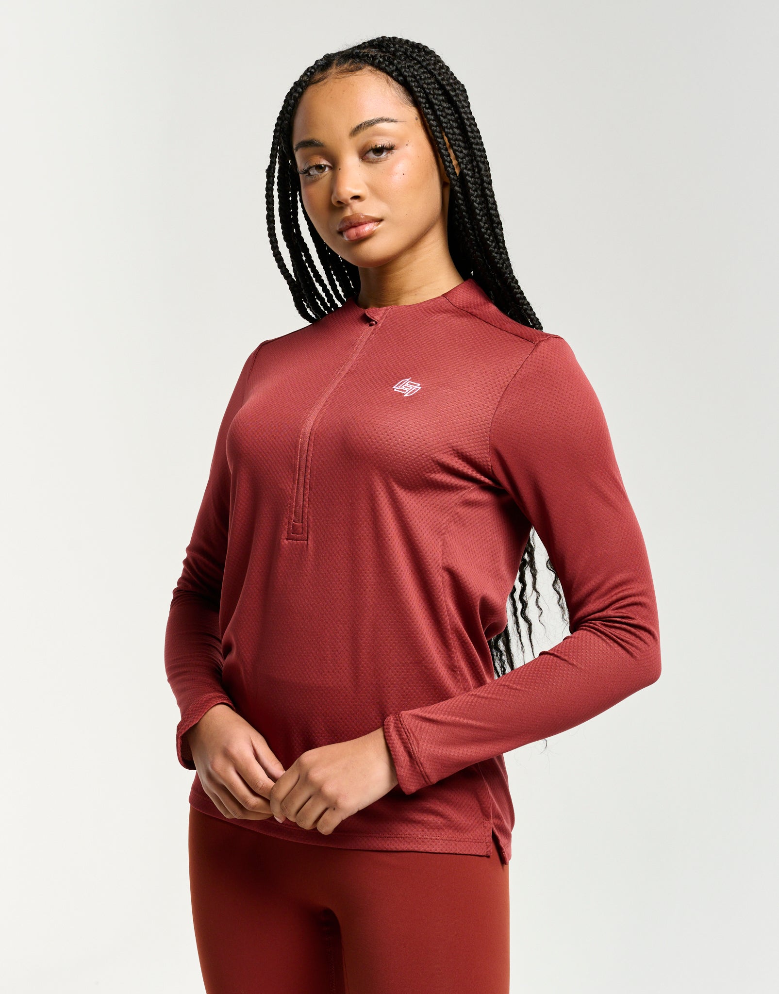 Velocity Quarter Zip Running Top - Brown