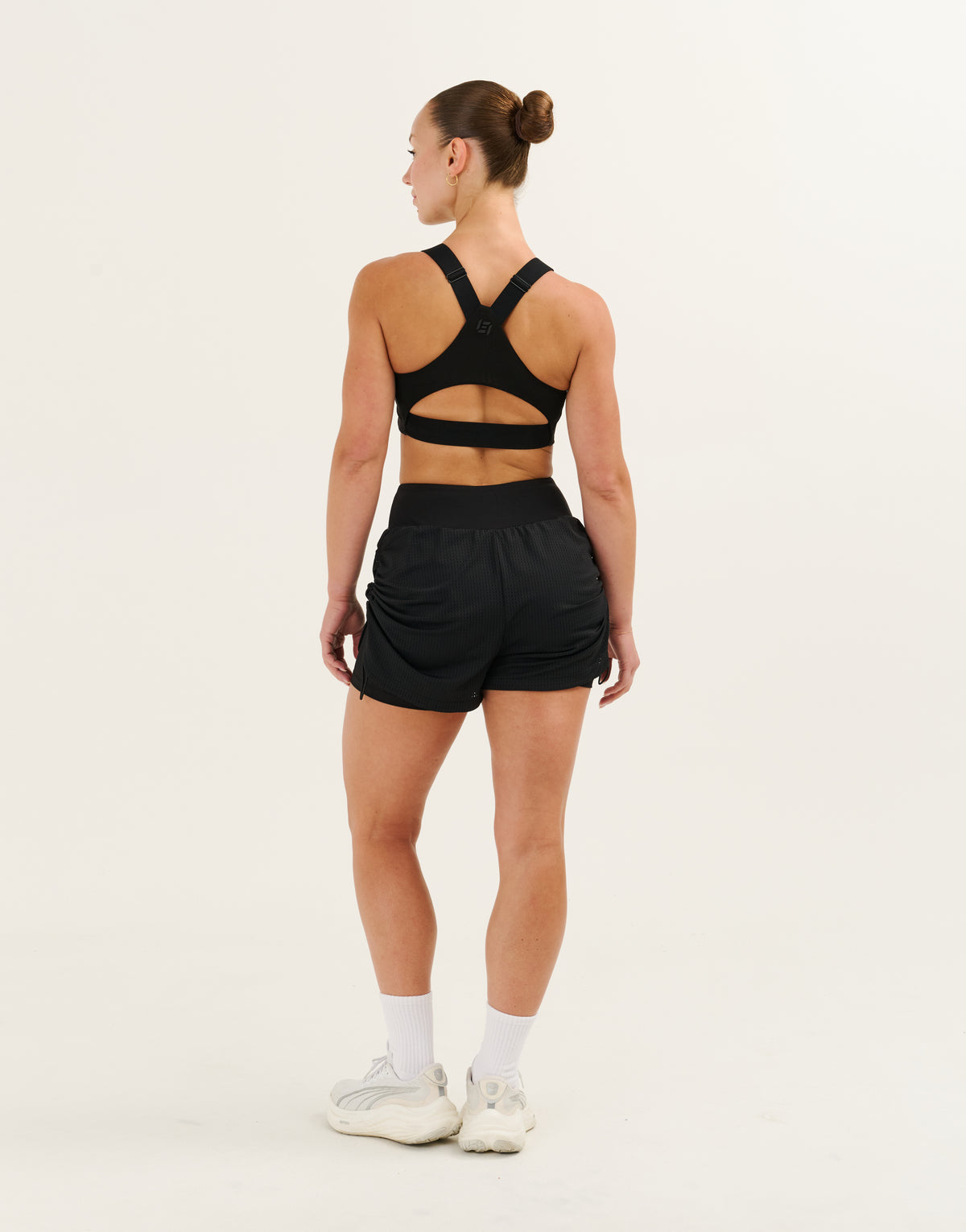 Nova Ruched Running Shorts - Phantom Black