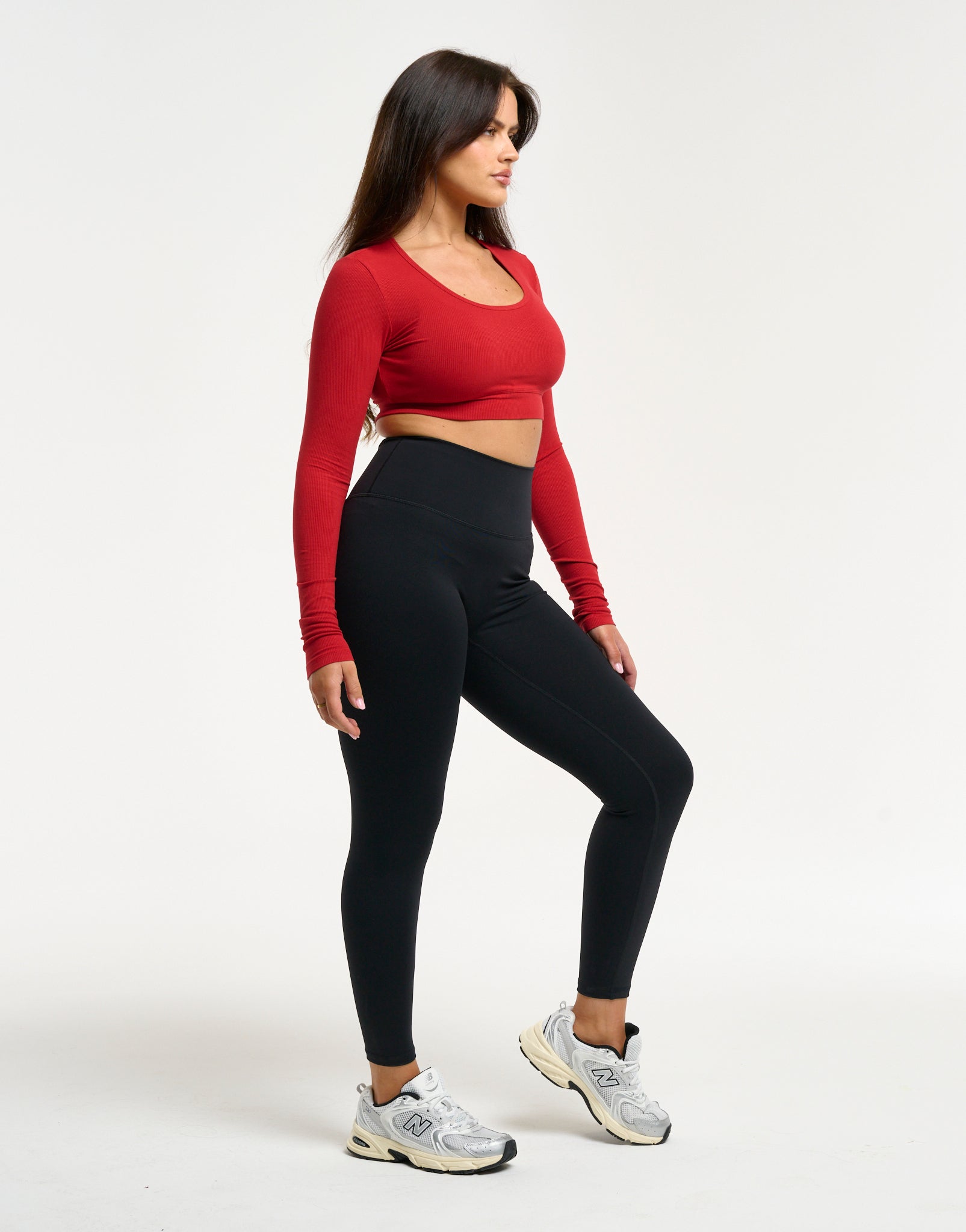 Echt Ribbed Cropped Long Sleeve - Scarlet Red