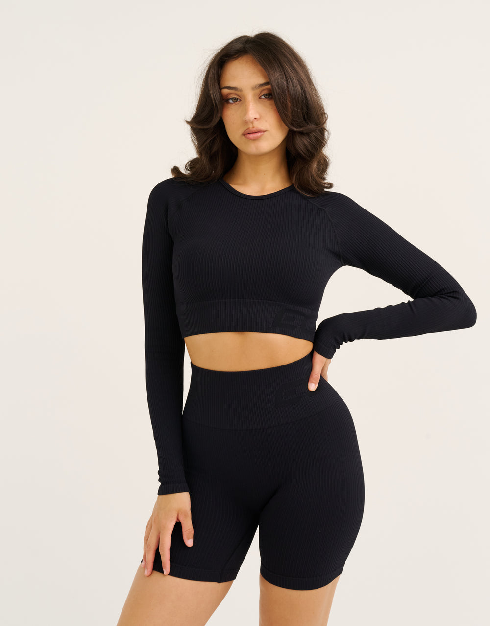 Arise Comfort Cropped Long Sleeve V2 - Stealth Black