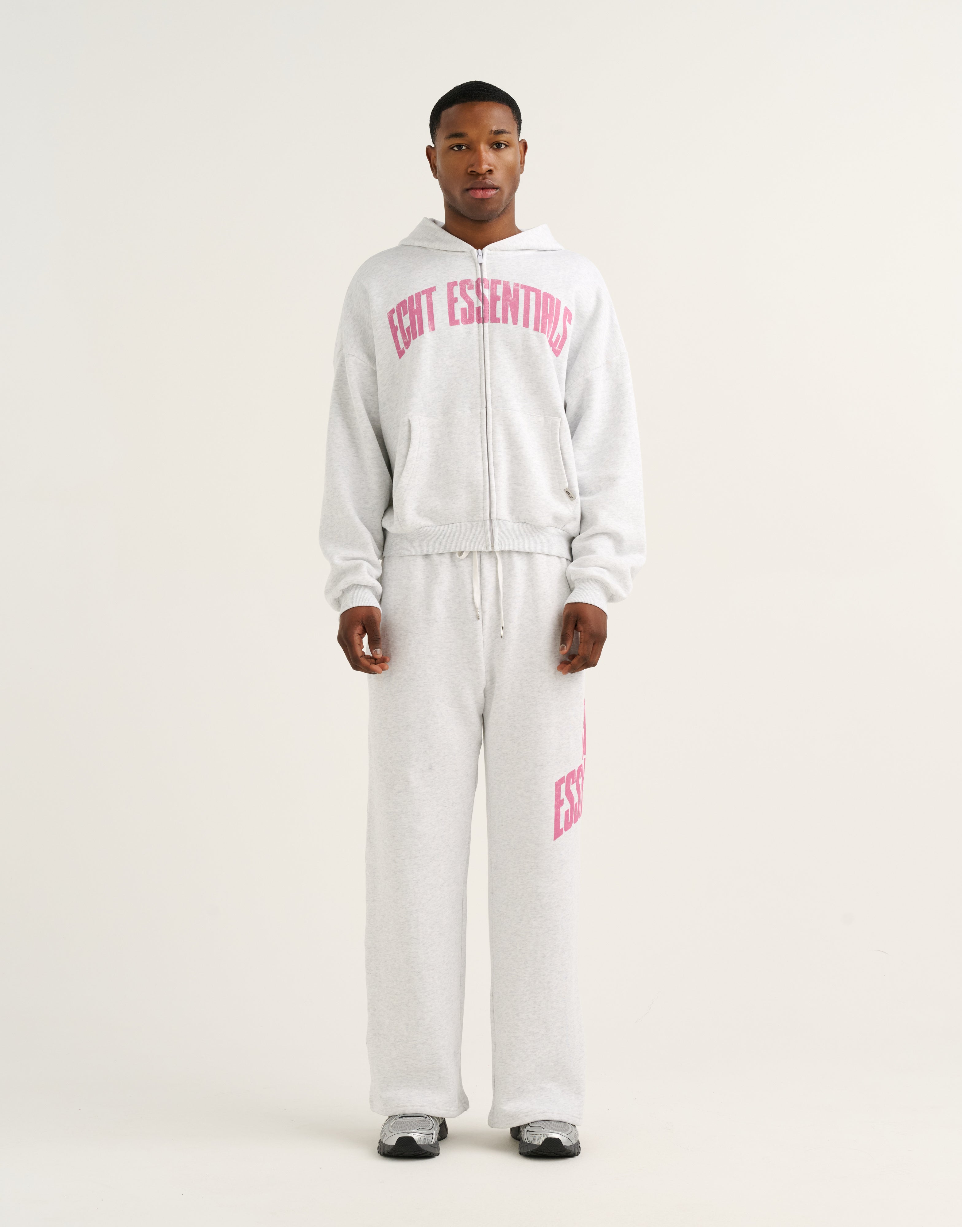 College Combed Fleece Zip-Up Hoodie - Grey Marle