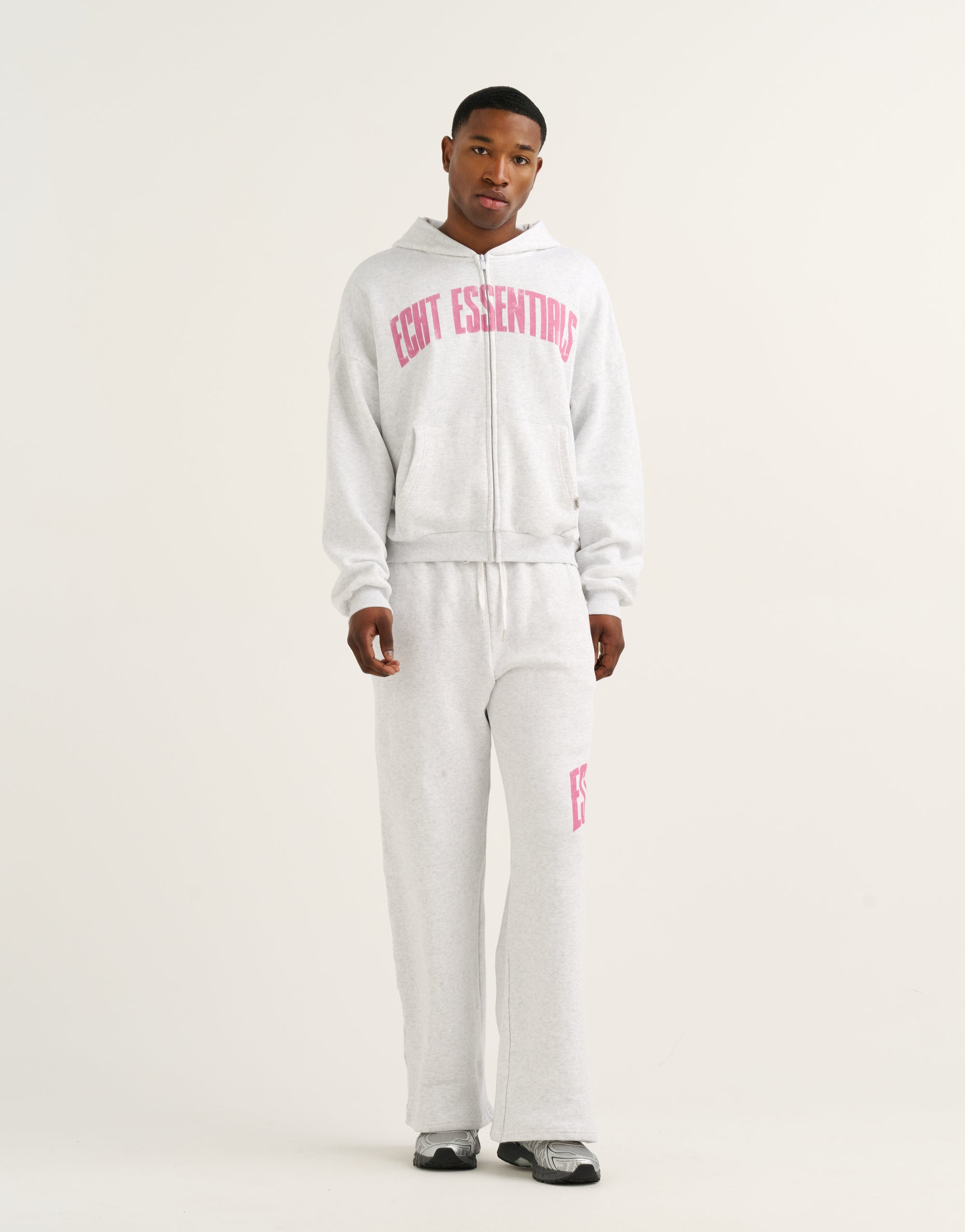 College Combed Fleece Zip-Up Hoodie - Grey Marle
