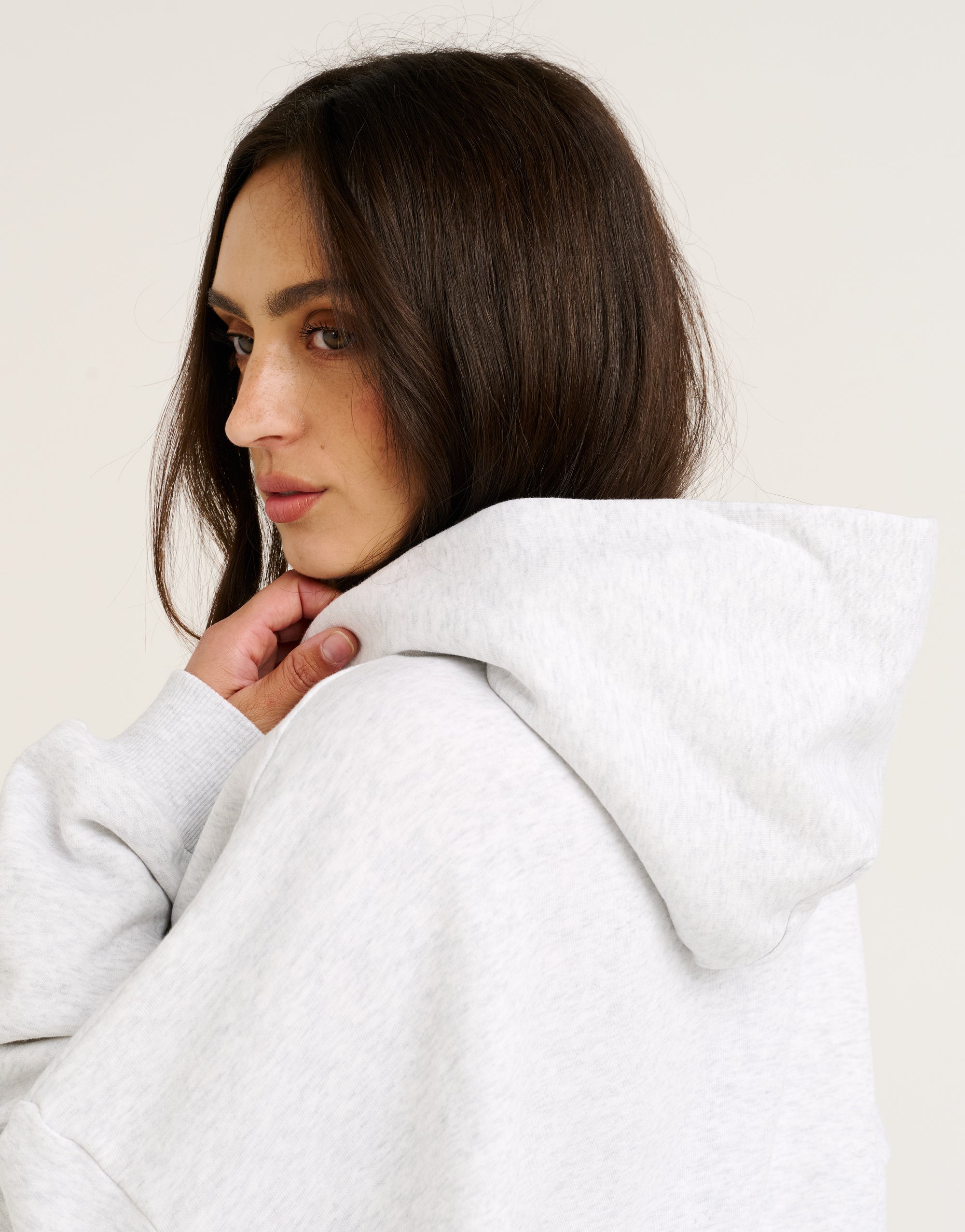 College Combed Fleece Zip-Up Hoodie - Grey Marle