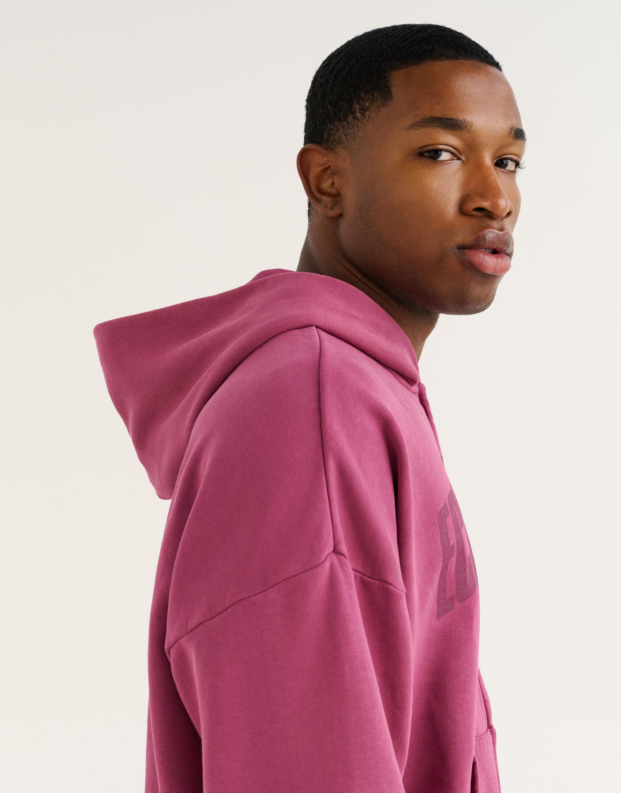College Combed Fleece Zip-Up Hoodie - Plum