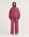 College Combed Fleece Zip-Up Hoodie - Plum