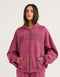College Combed Fleece Zip-Up Hoodie - Plum