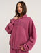 College Combed Fleece Zip-Up Hoodie - Plum