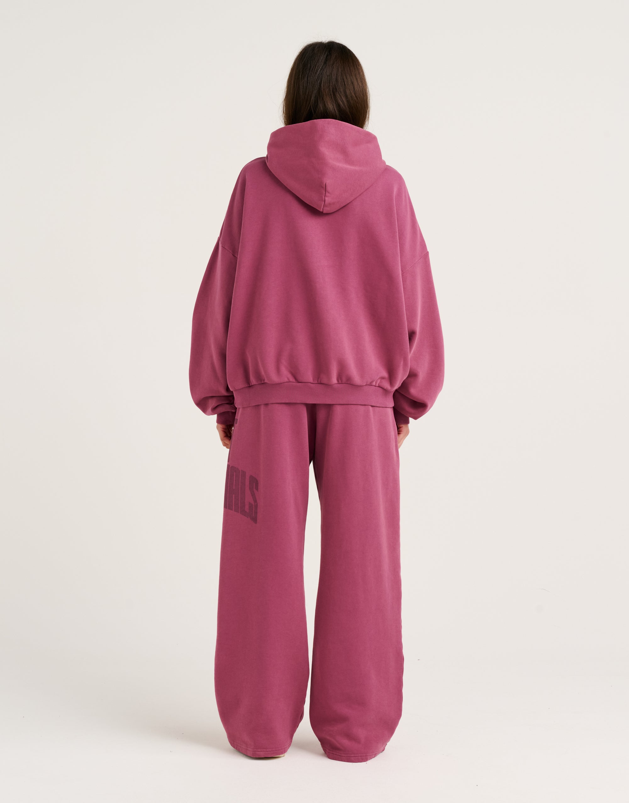 College Combed Fleece Zip-Up Hoodie - Plum
