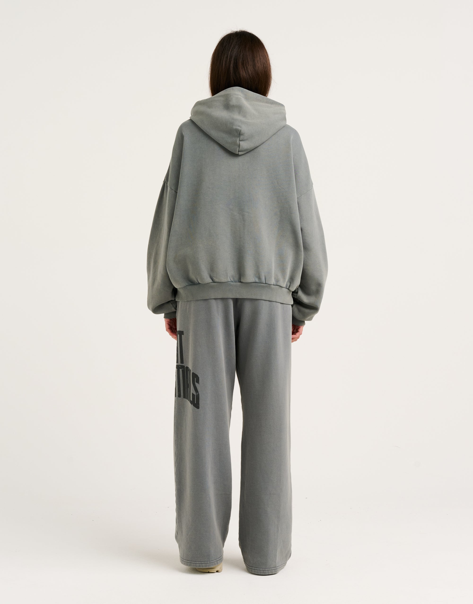 College Combed Fleece Zip-Up Hoodie - Storm Grey