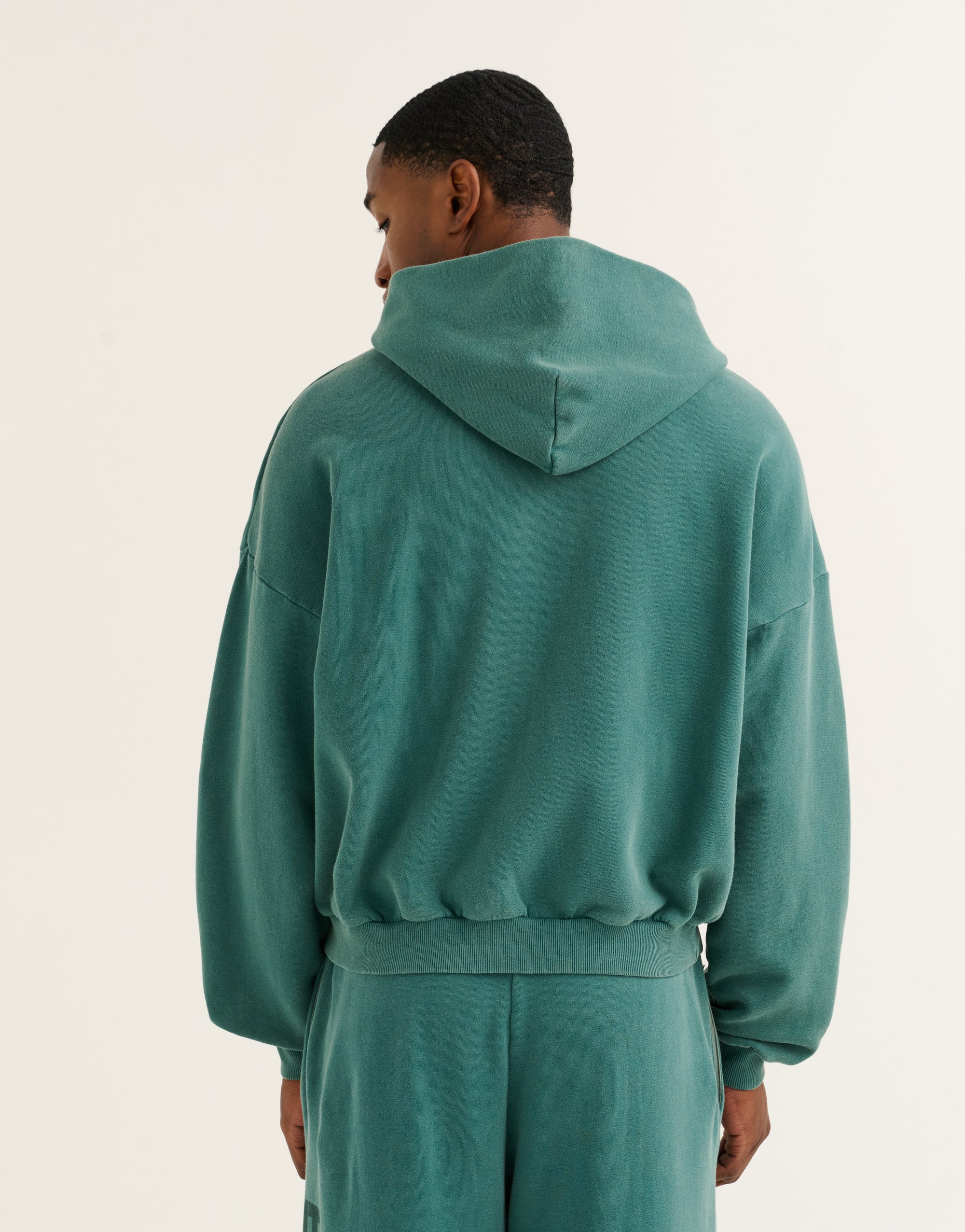 College Combed Fleece Zip-Up Hoodie - Teal