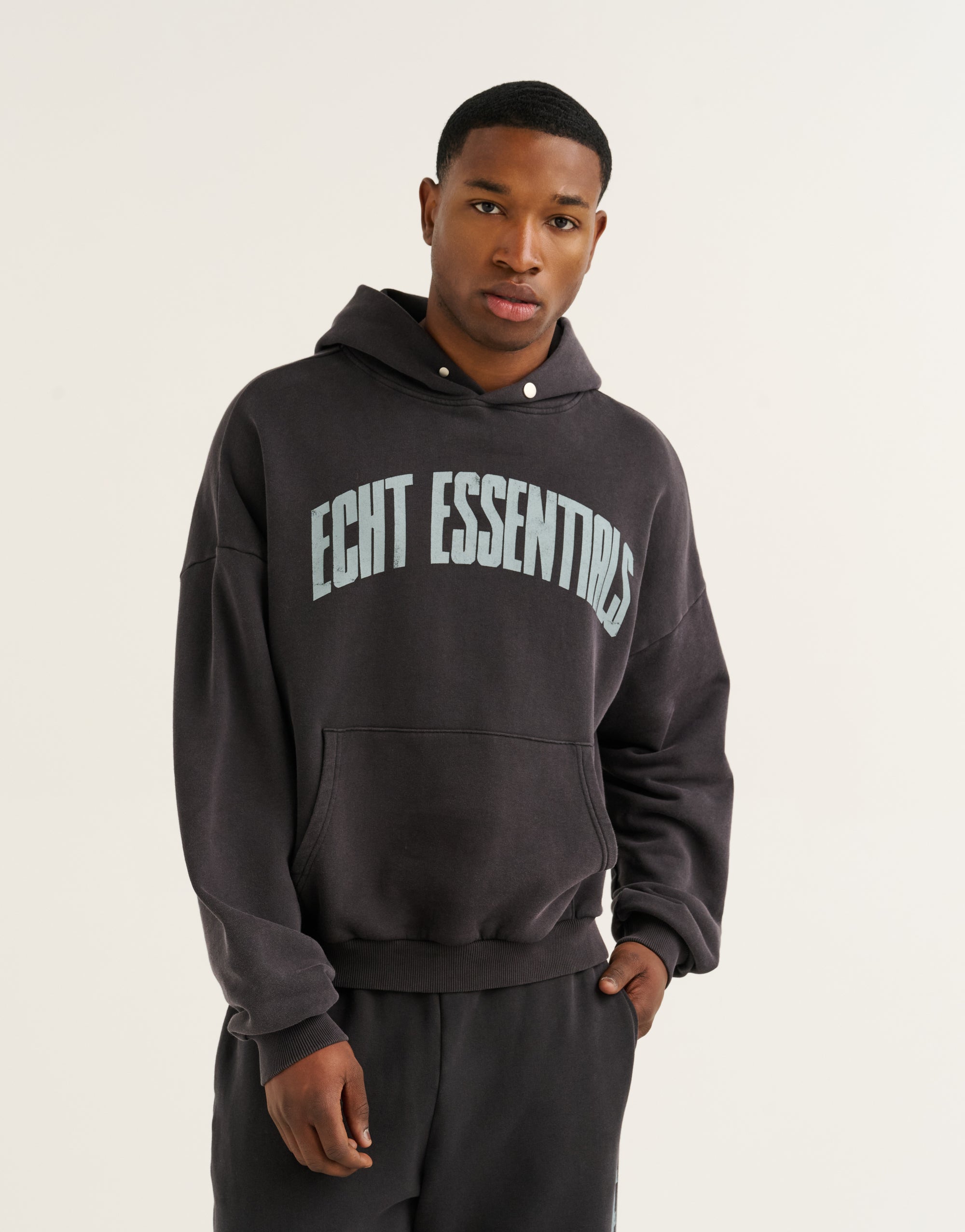 College Combed Fleece Hoodie - Phantom Black