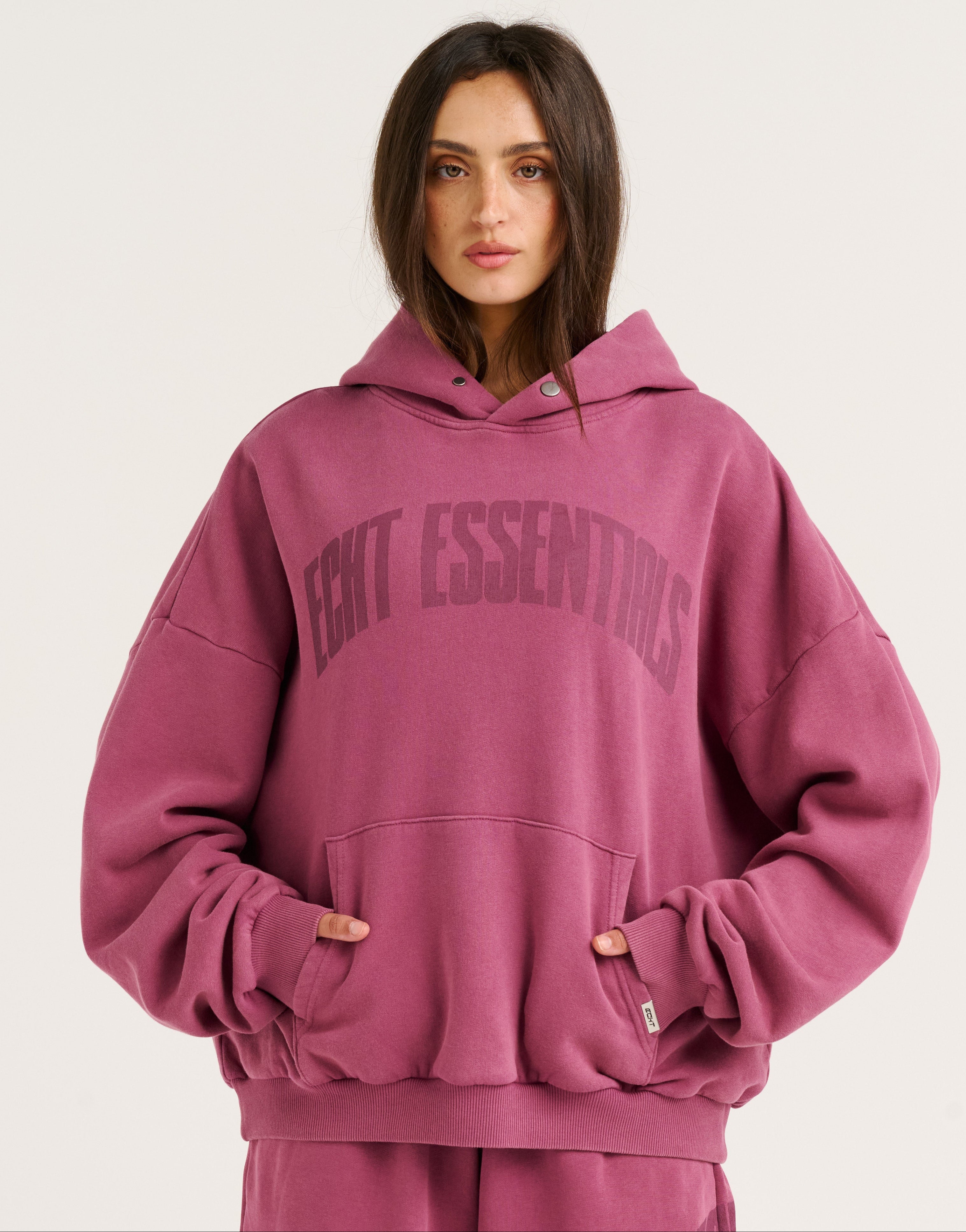 College Combed Fleece Hoodie - Plum