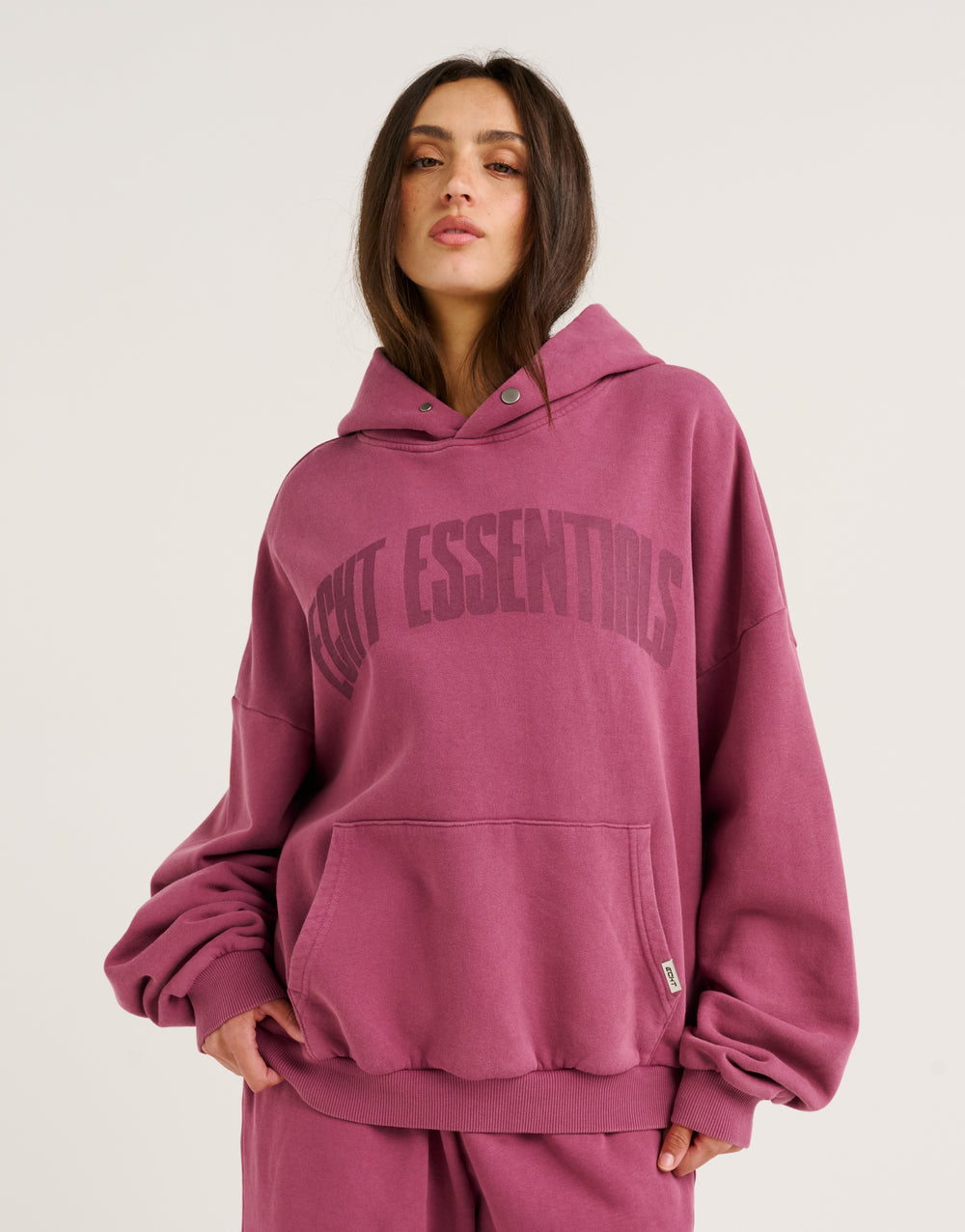 College Combed Fleece Hoodie - Plum
