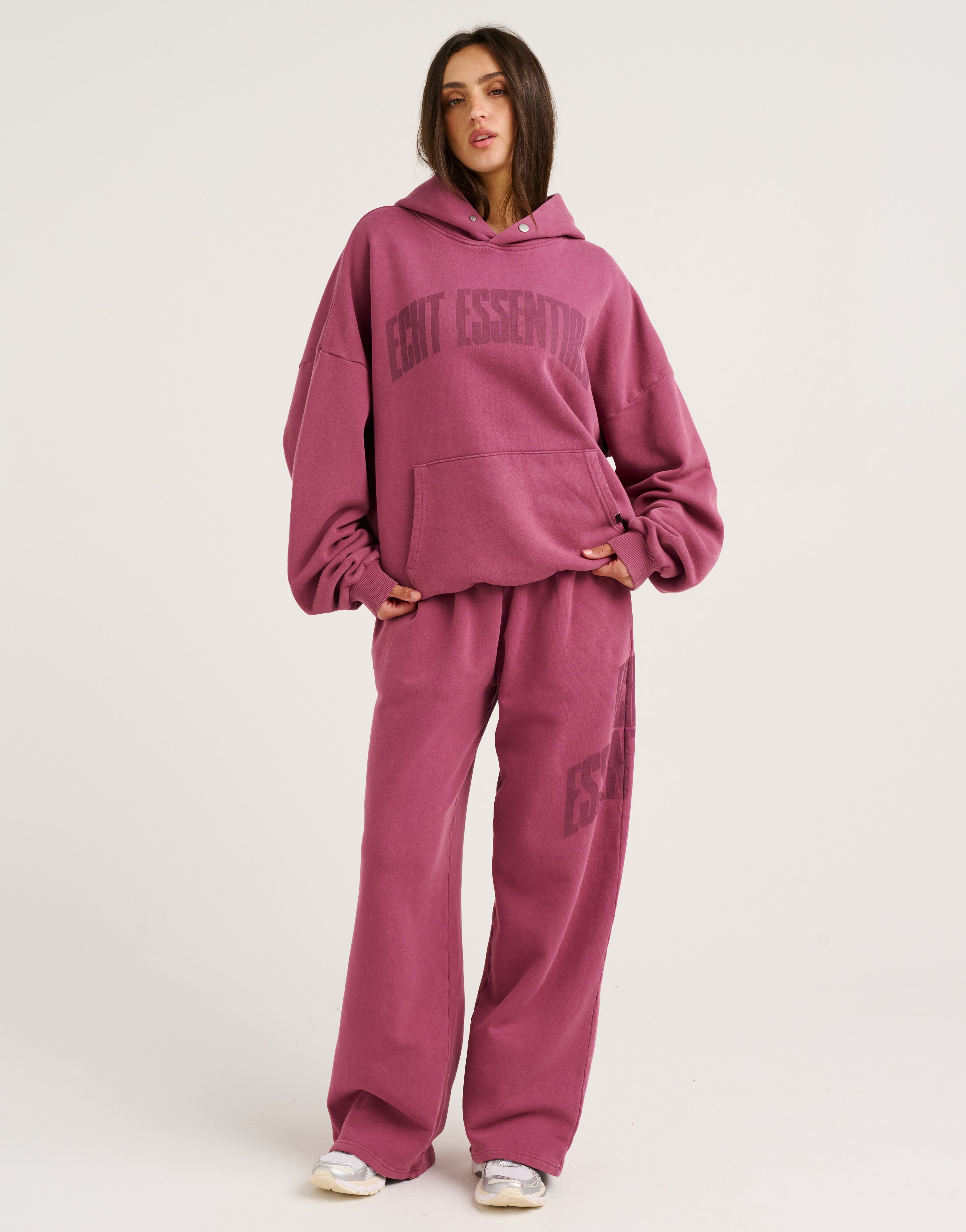 College Combed Fleece Hoodie - Plum