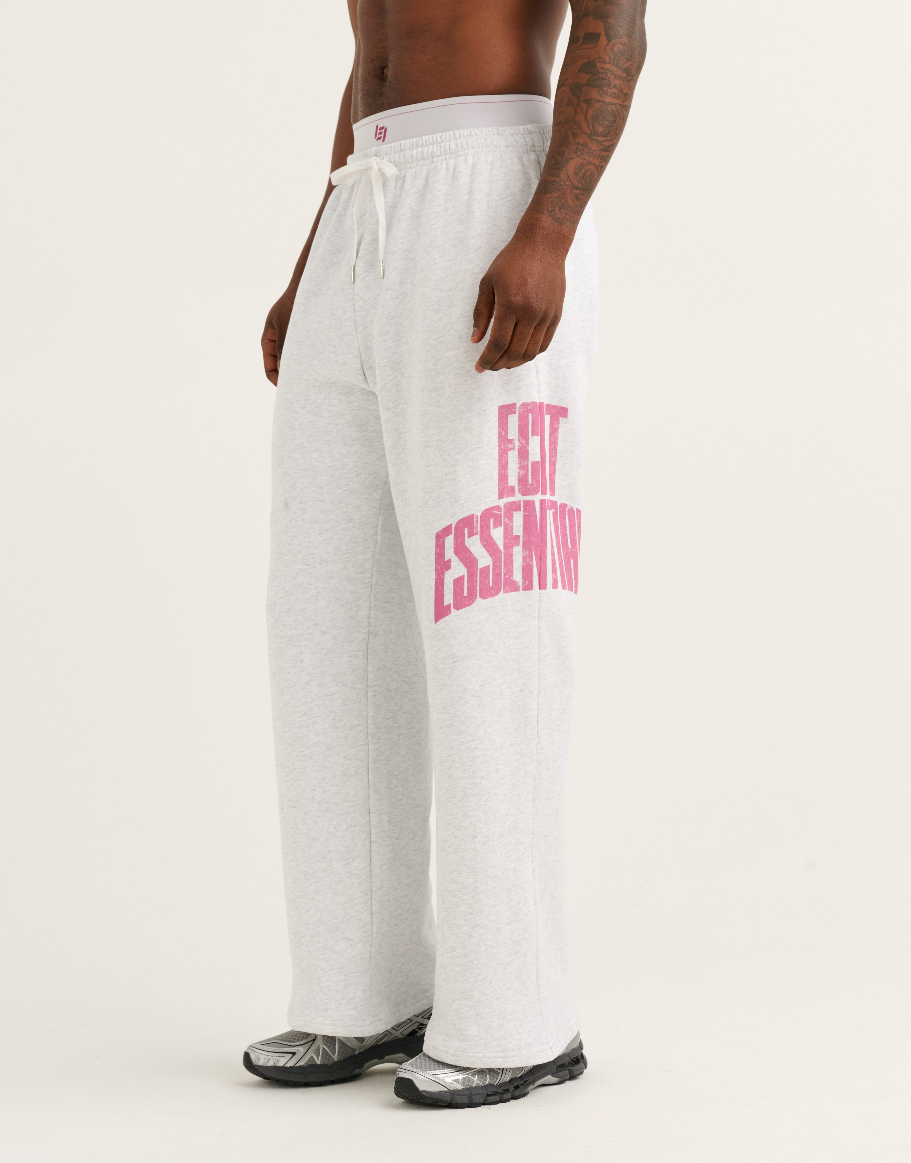 College Combed Fleece Wide Leg Sweatpant - Grey Marle