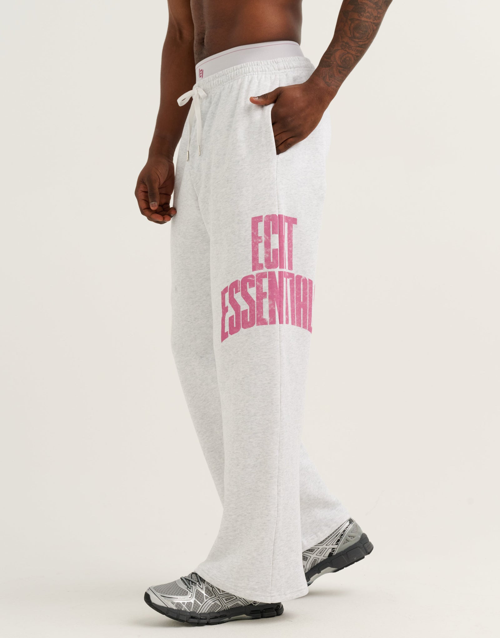 College Combed Fleece Wide Leg Sweatpant - Grey Marle