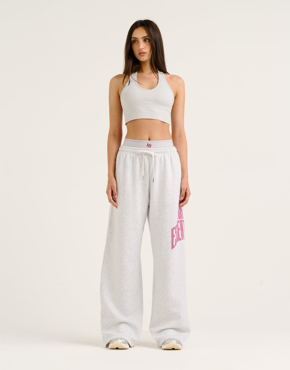 College Combed Fleece Wide Leg Sweatpant - Grey Marle