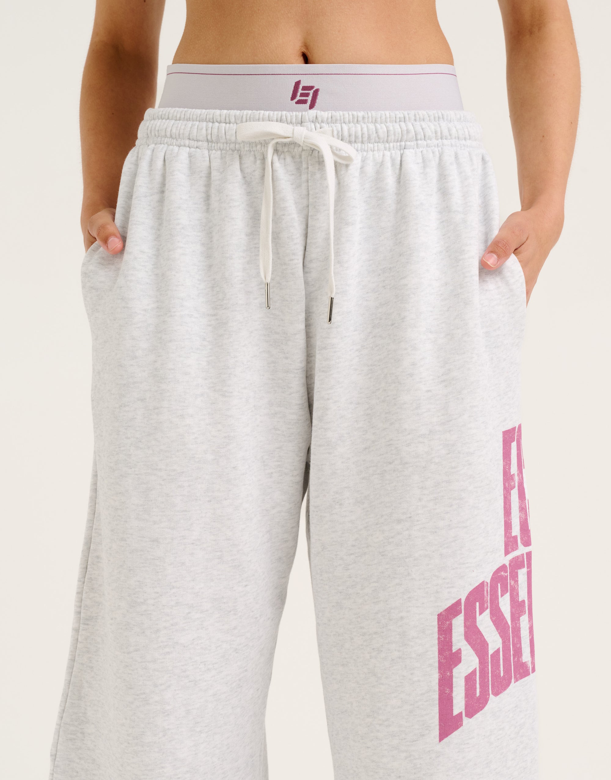 College Combed Fleece Wide Leg Sweatpant - Grey Marle