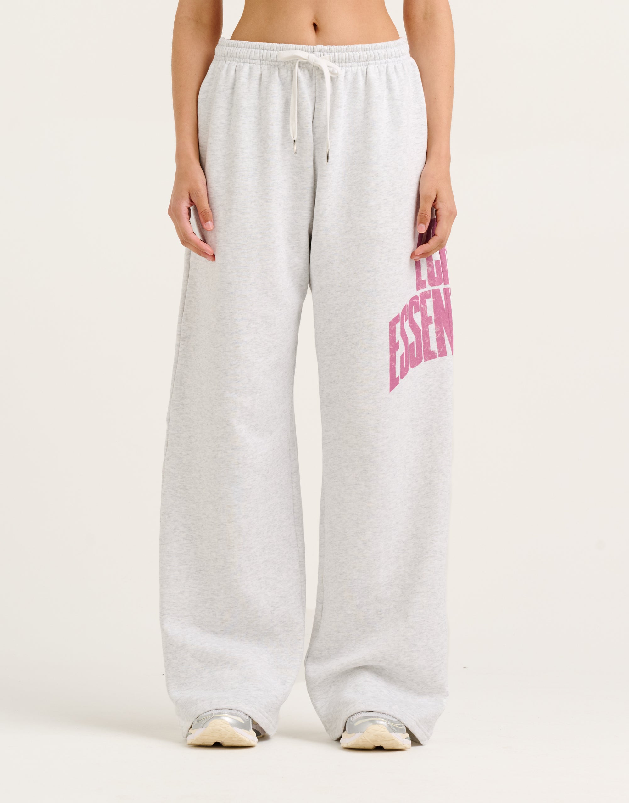 College Combed Fleece Wide Leg Sweatpant - Grey Marle