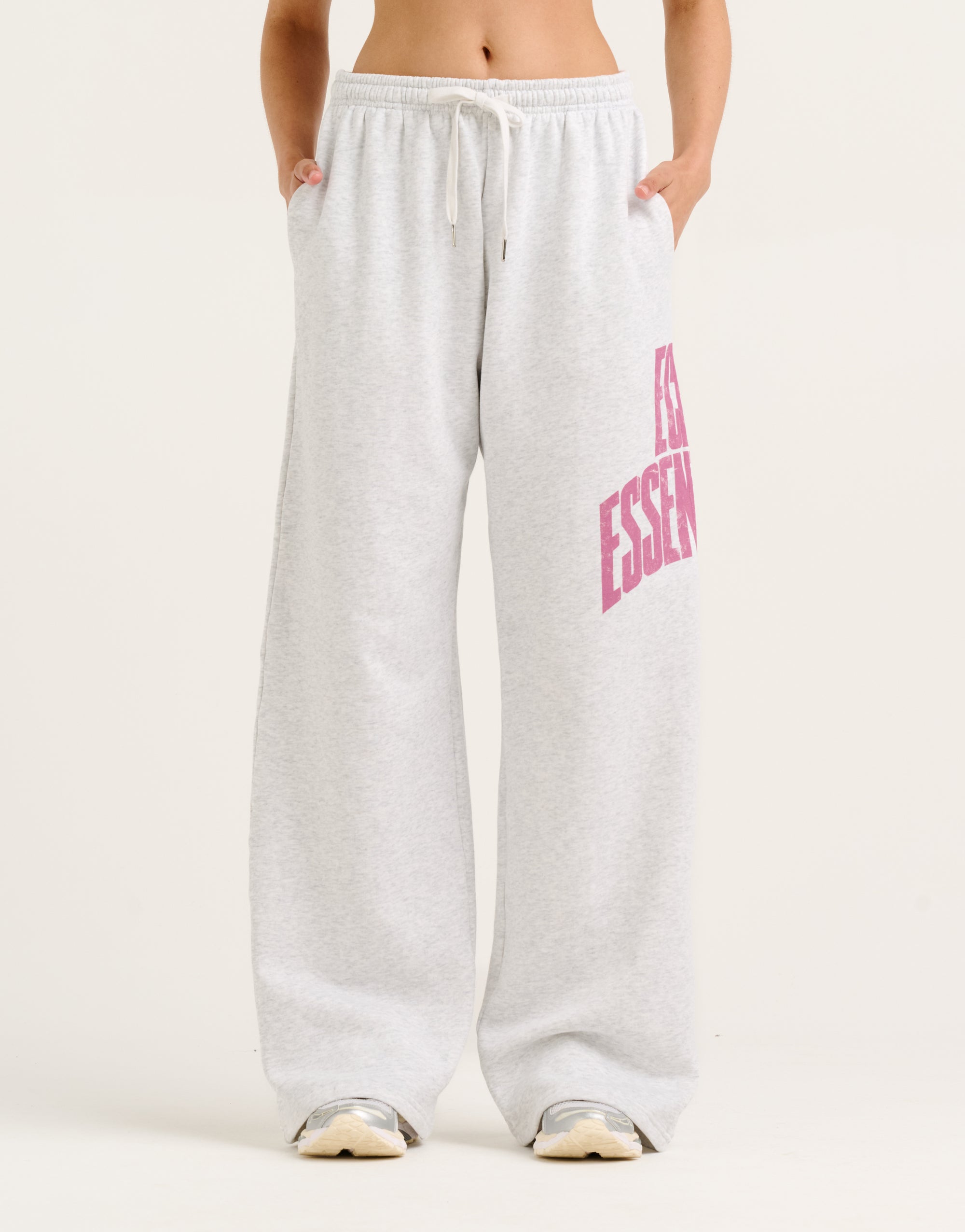 College Combed Fleece Wide Leg Sweatpant - Grey Marle