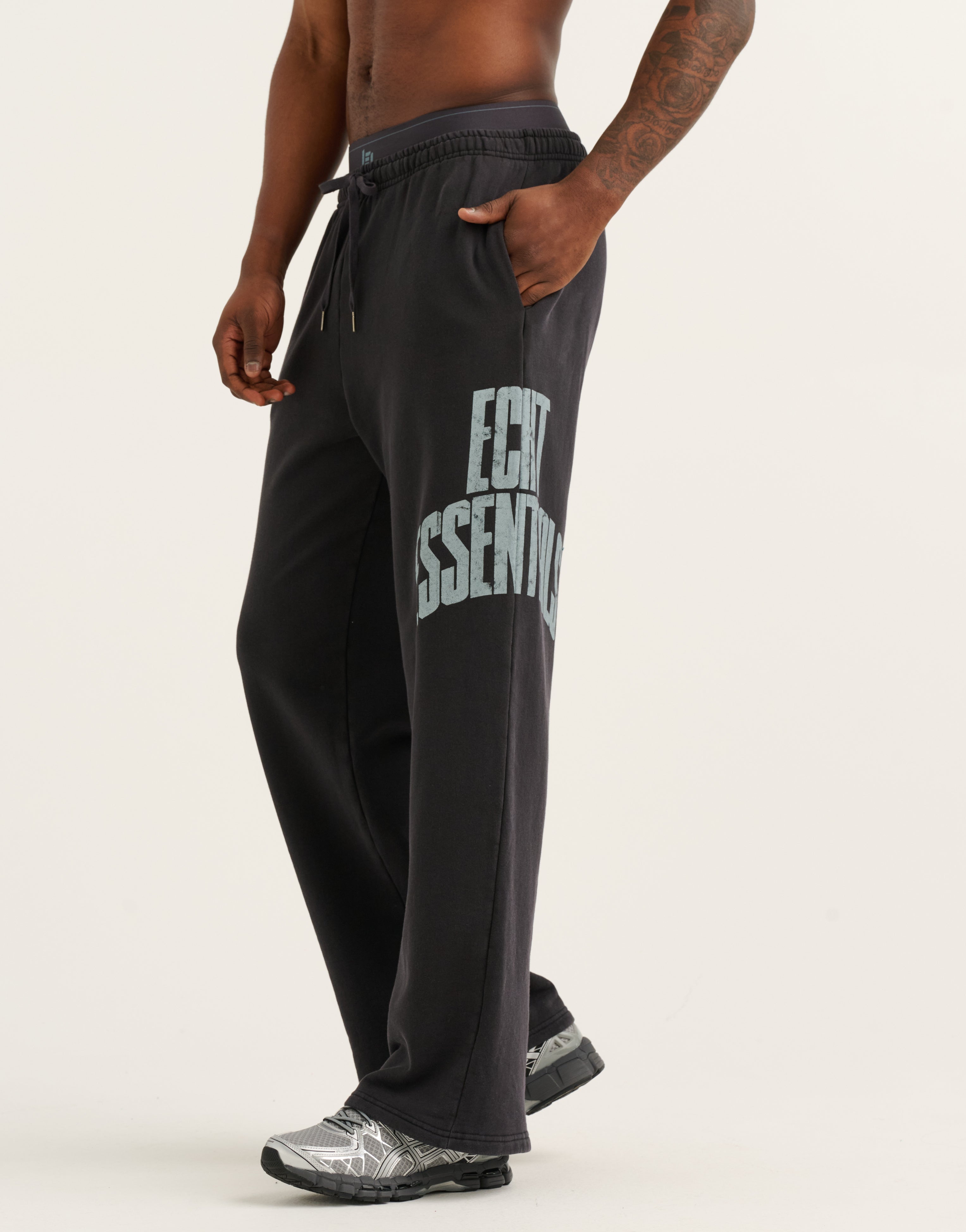 College Combed Fleece Wide Leg Sweatpant - Phantom Black