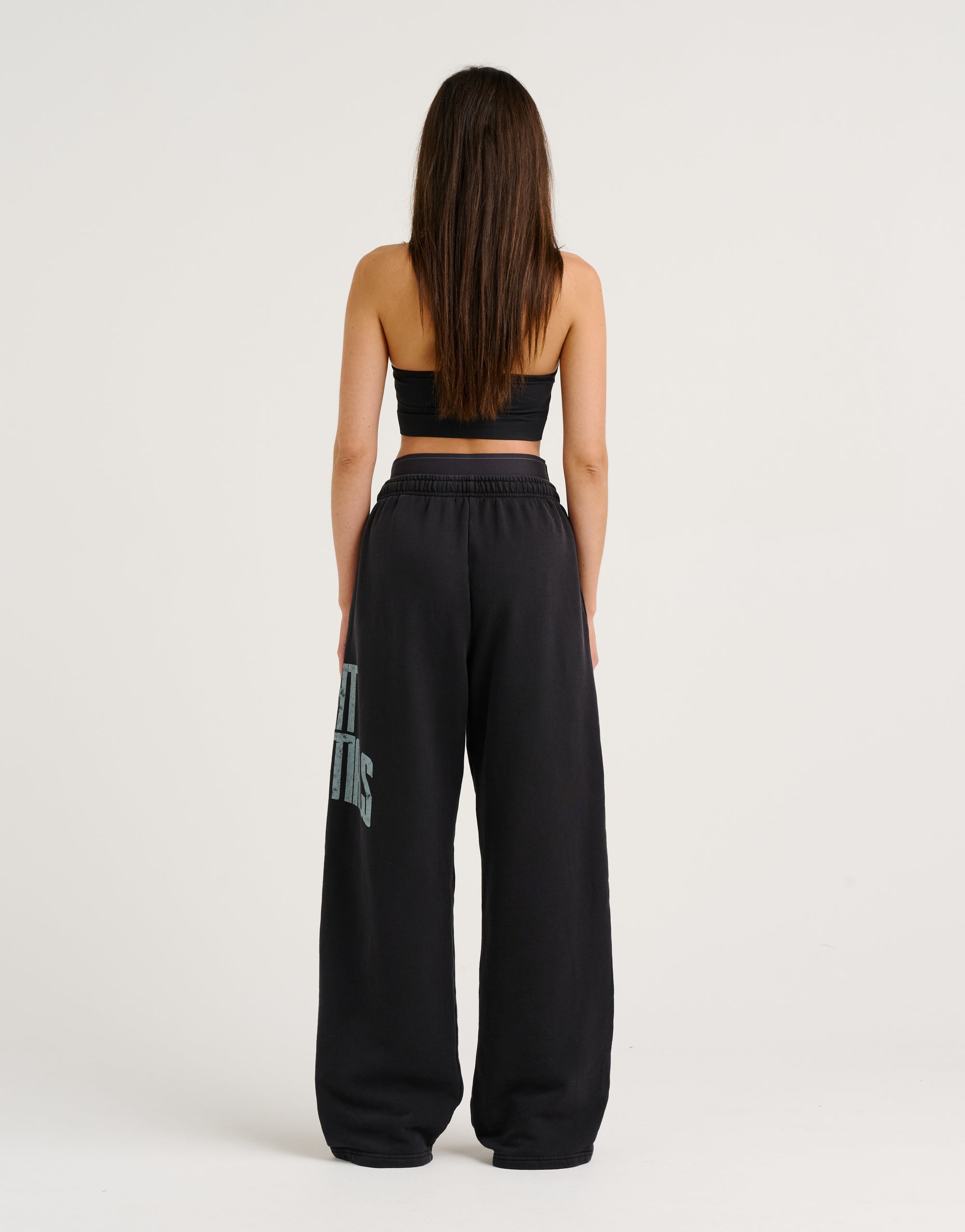 College Combed Fleece Wide Leg Sweatpant - Phantom Black