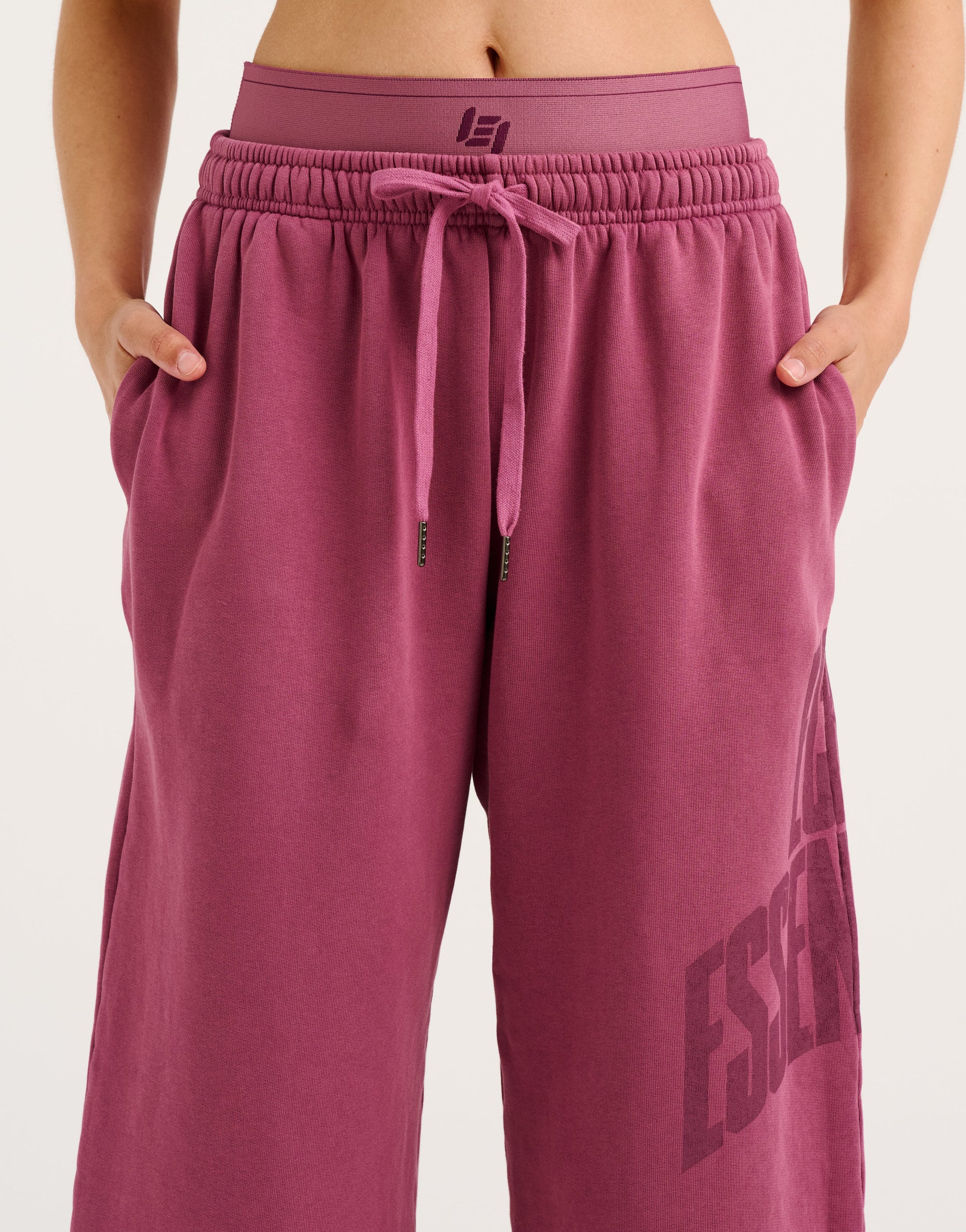 College Combed Fleece Wide Leg Sweatpant - Plum