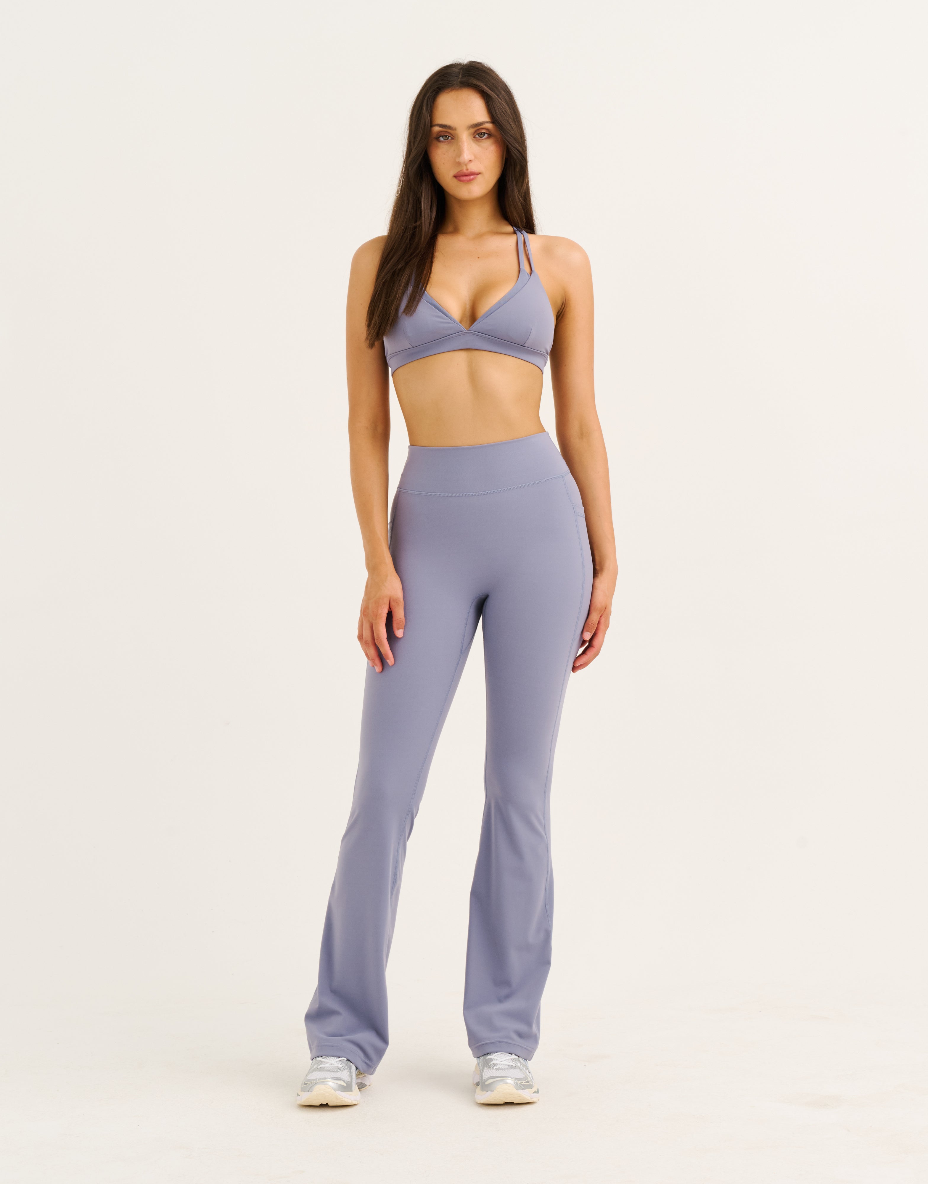 Flare Lycra Pocket Leggings - Washed Blue