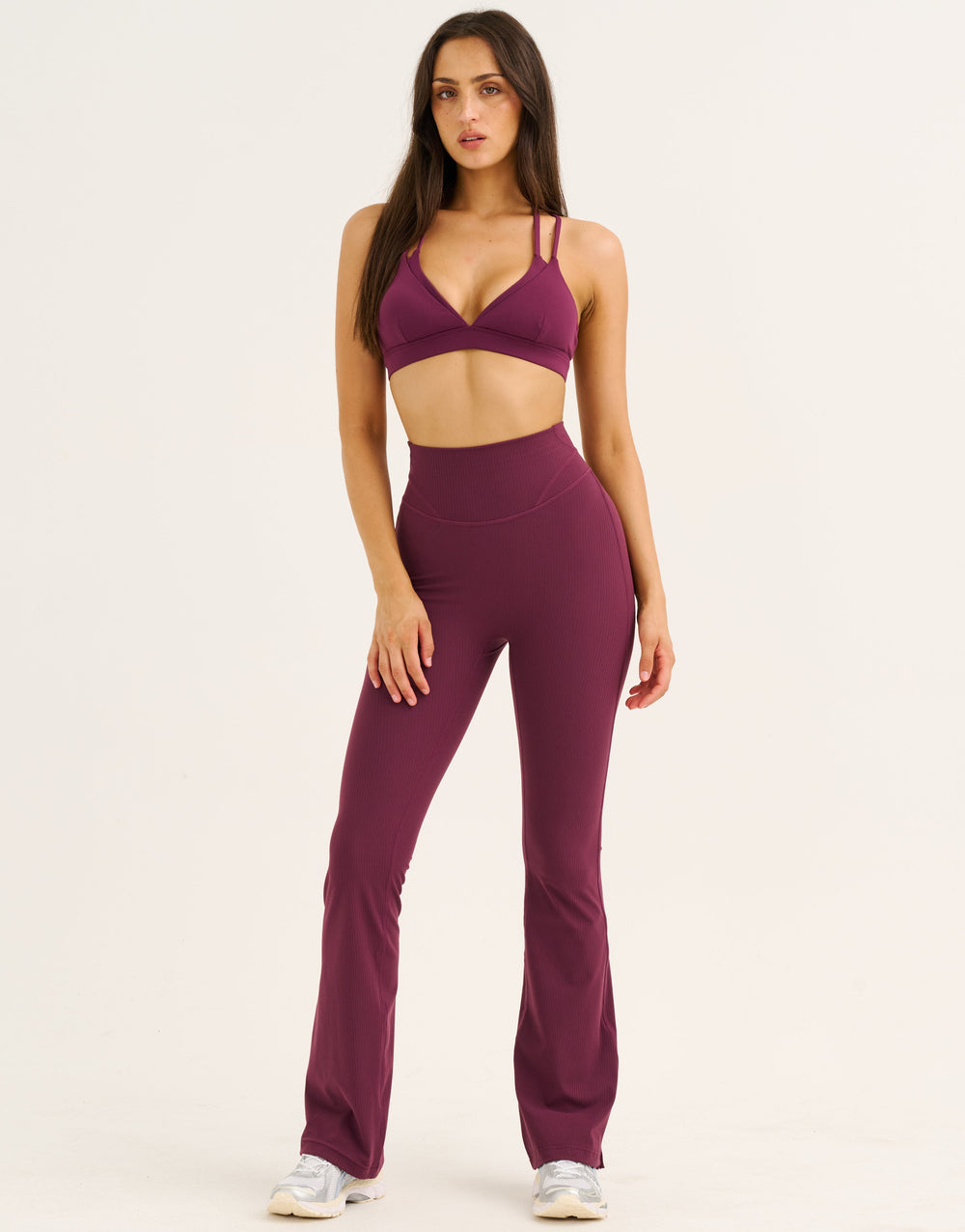 Flare Ribbed Leggings V2 - Blackberry