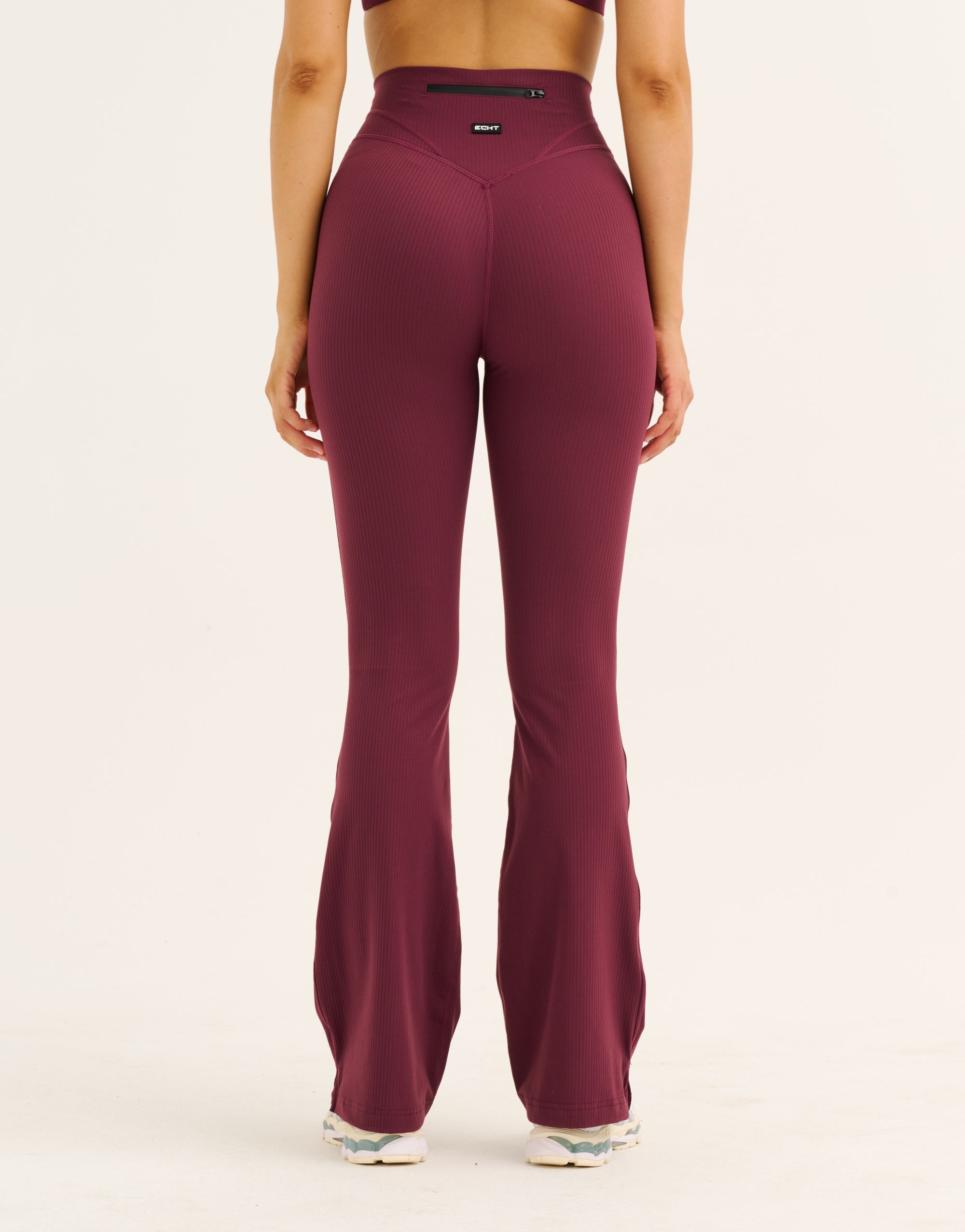 Flare Ribbed Leggings V2 - Blackberry