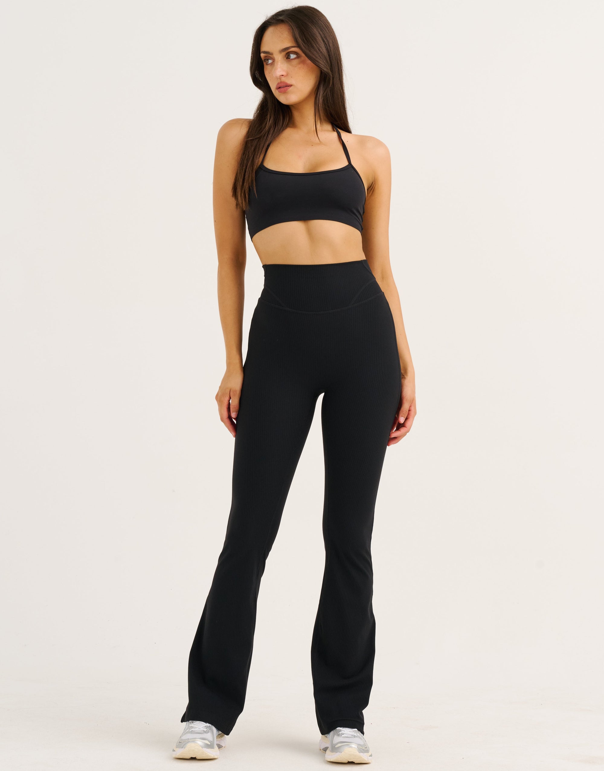 Flare Ribbed Leggings V2 - Black