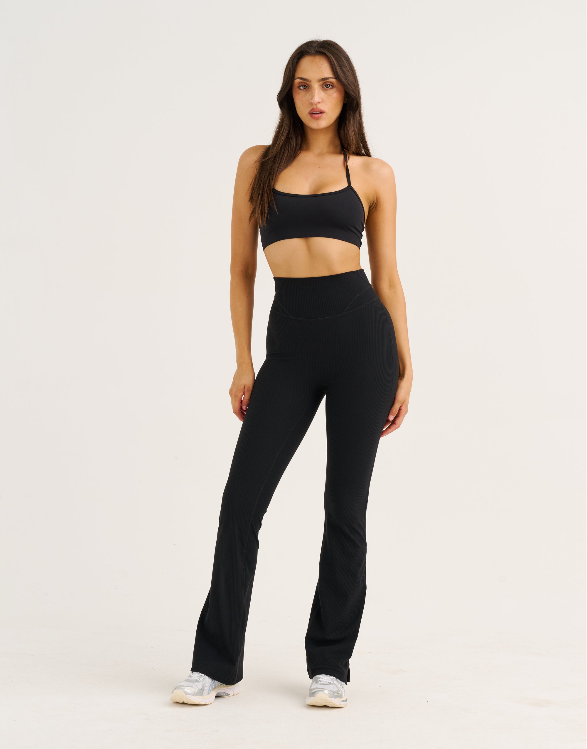 Flare Ribbed Leggings V2 - Black