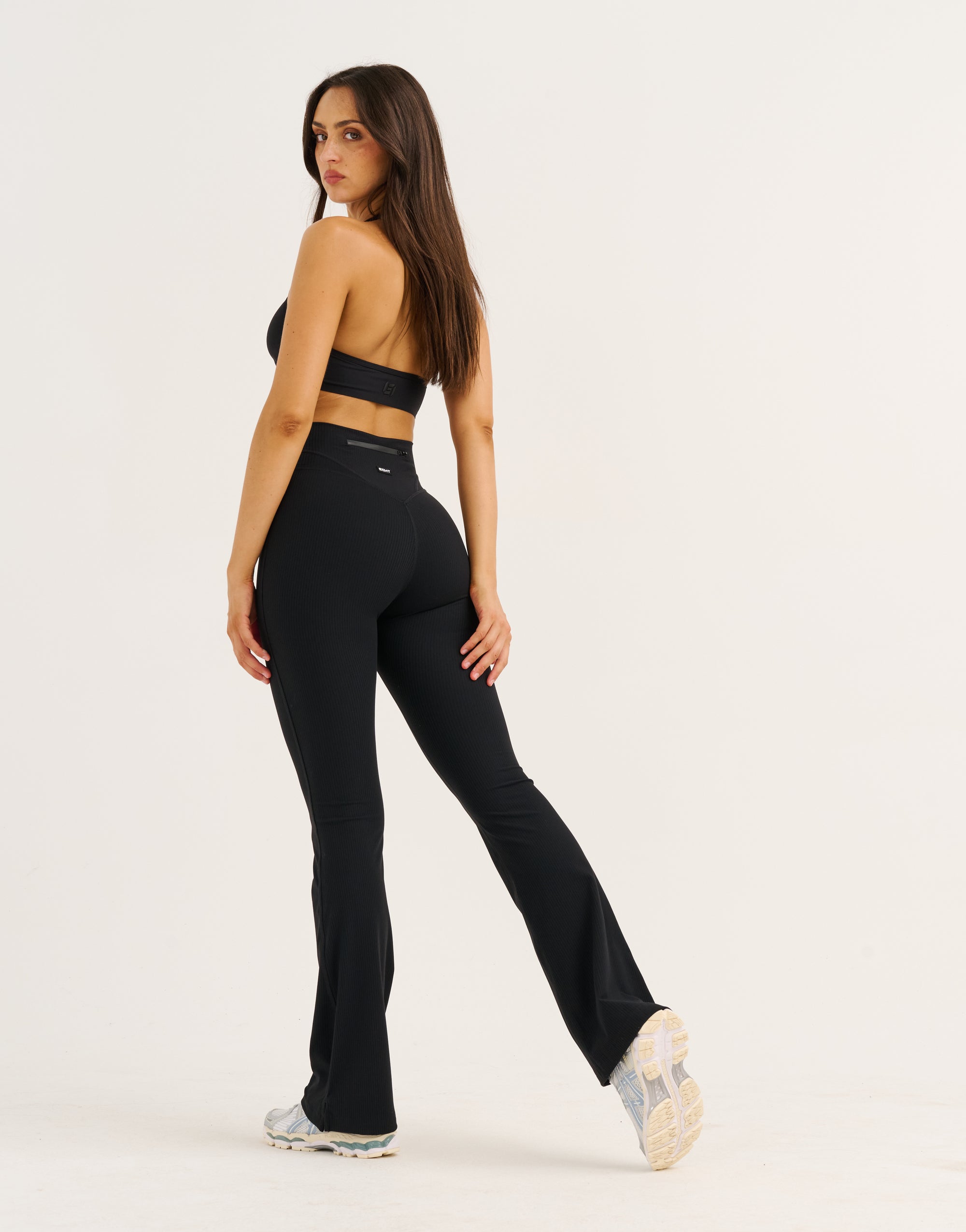 Flare Ribbed Leggings V2 - Black