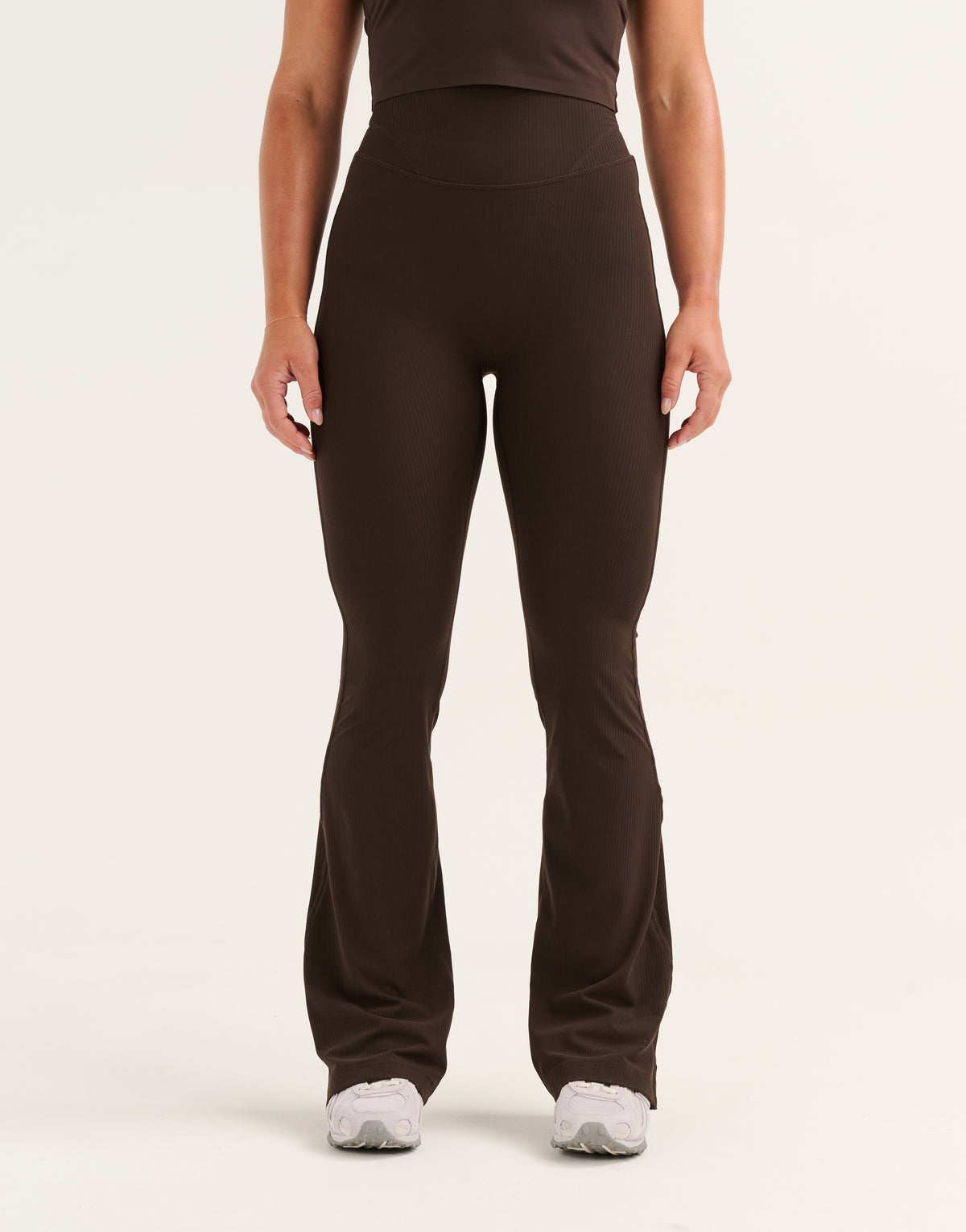 Flare Ribbed Leggings V2 - Chocolate