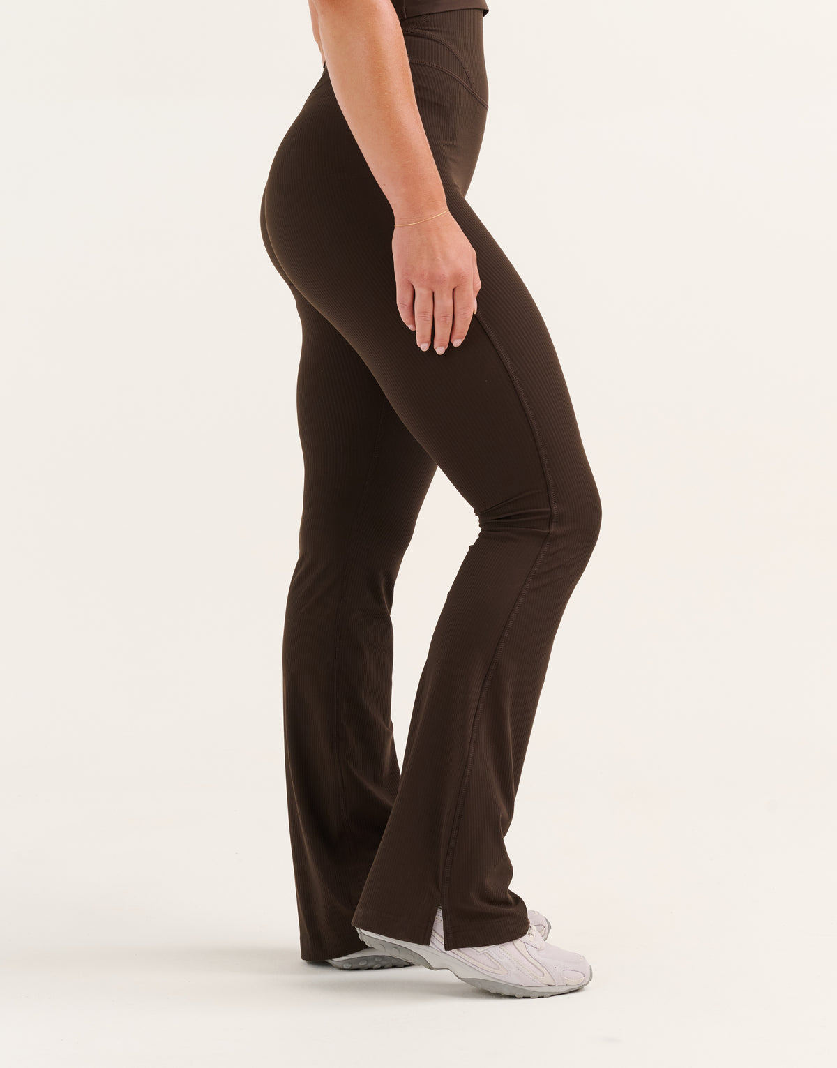 Flare Ribbed Leggings V2 - Chocolate