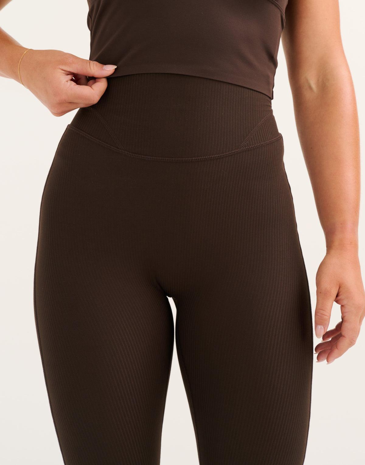 Flare Ribbed Leggings V2 - Chocolate