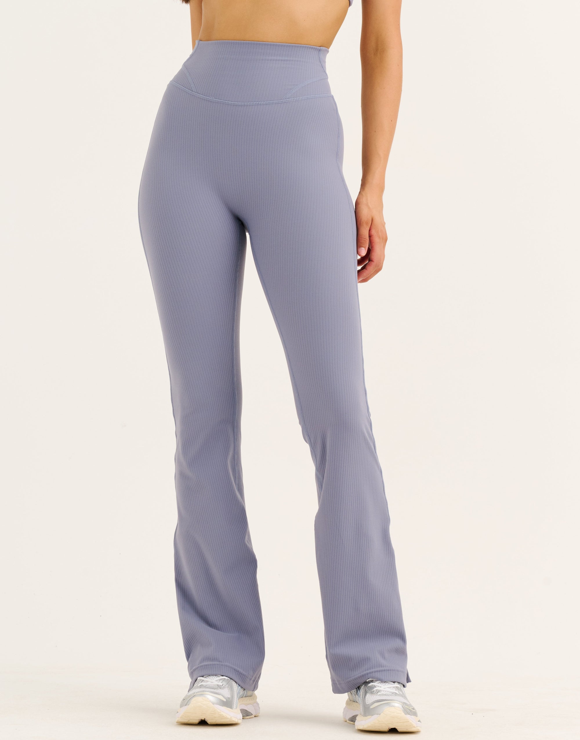 Flare Ribbed Leggings V2 - Washed Blue